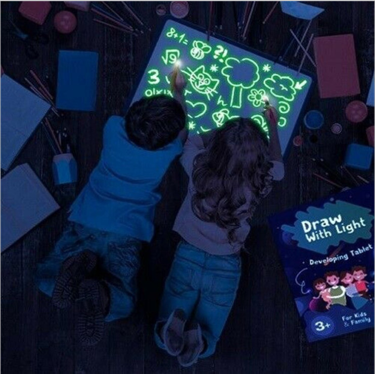 Educational Toy 3D Magic Drawing Pad Sketchpad with 8 Light Effects Puzzle Board