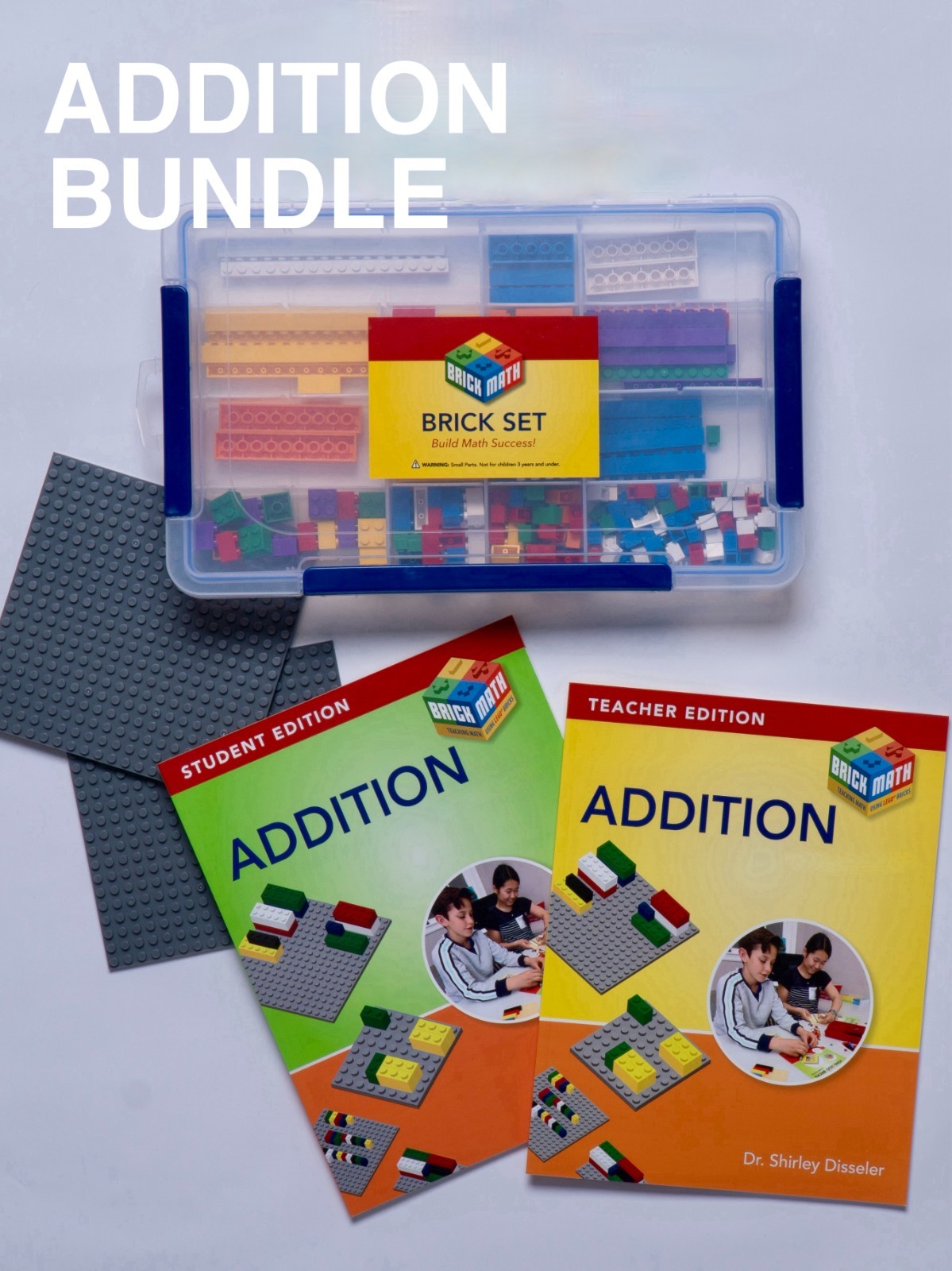 Brick Math Addition Bundle- 250 piece brick set and Teacher and Student books.