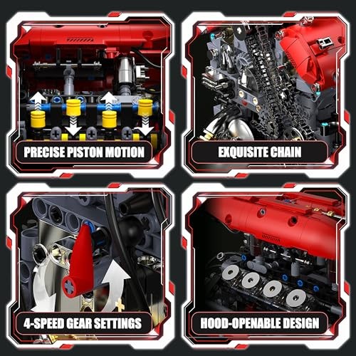 V8 Engine Model Kit that Runs,V8 Engine Building Block Sets for Adults & 1-V8