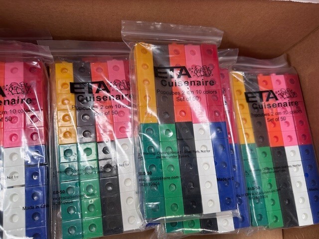 850pc Lot- 2cm 10 Colors Snap PopCubes Classroom Basics ETA 42850