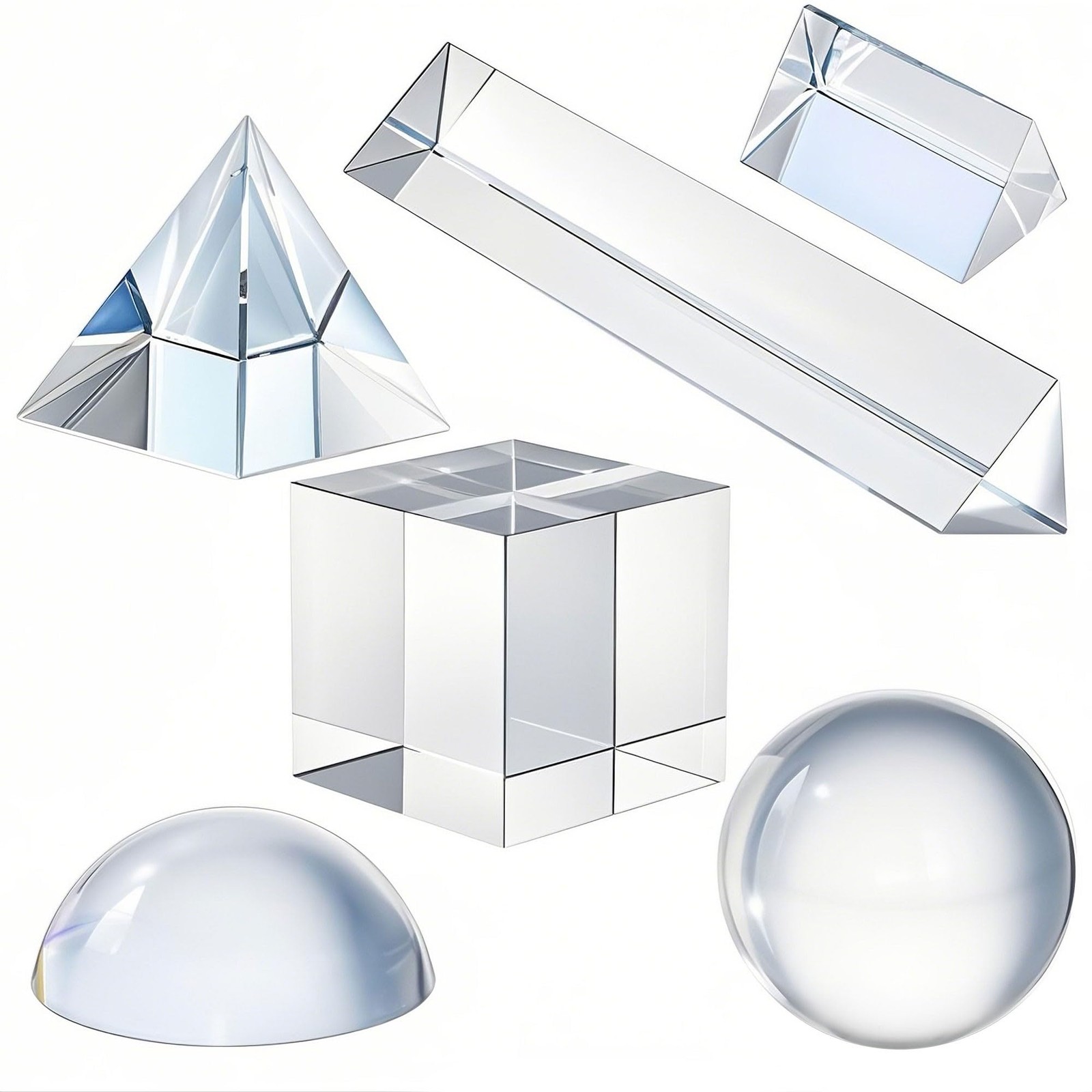 6 Pack K9 Optical Crystal Photography Prism Set, Include 50mm Crystal , Cube,…