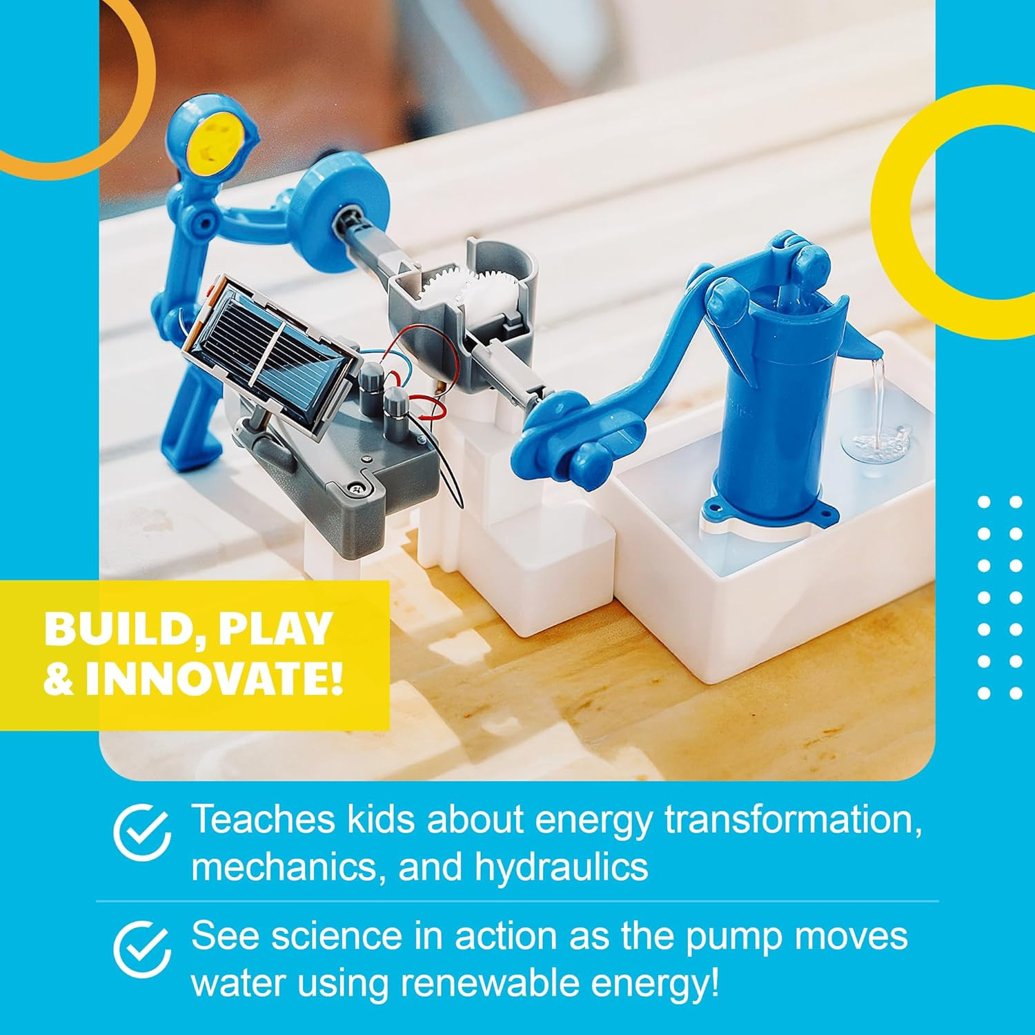 Green Science – Hybrid Solar Power Water Pump – Dual Power STEM Toys Educational