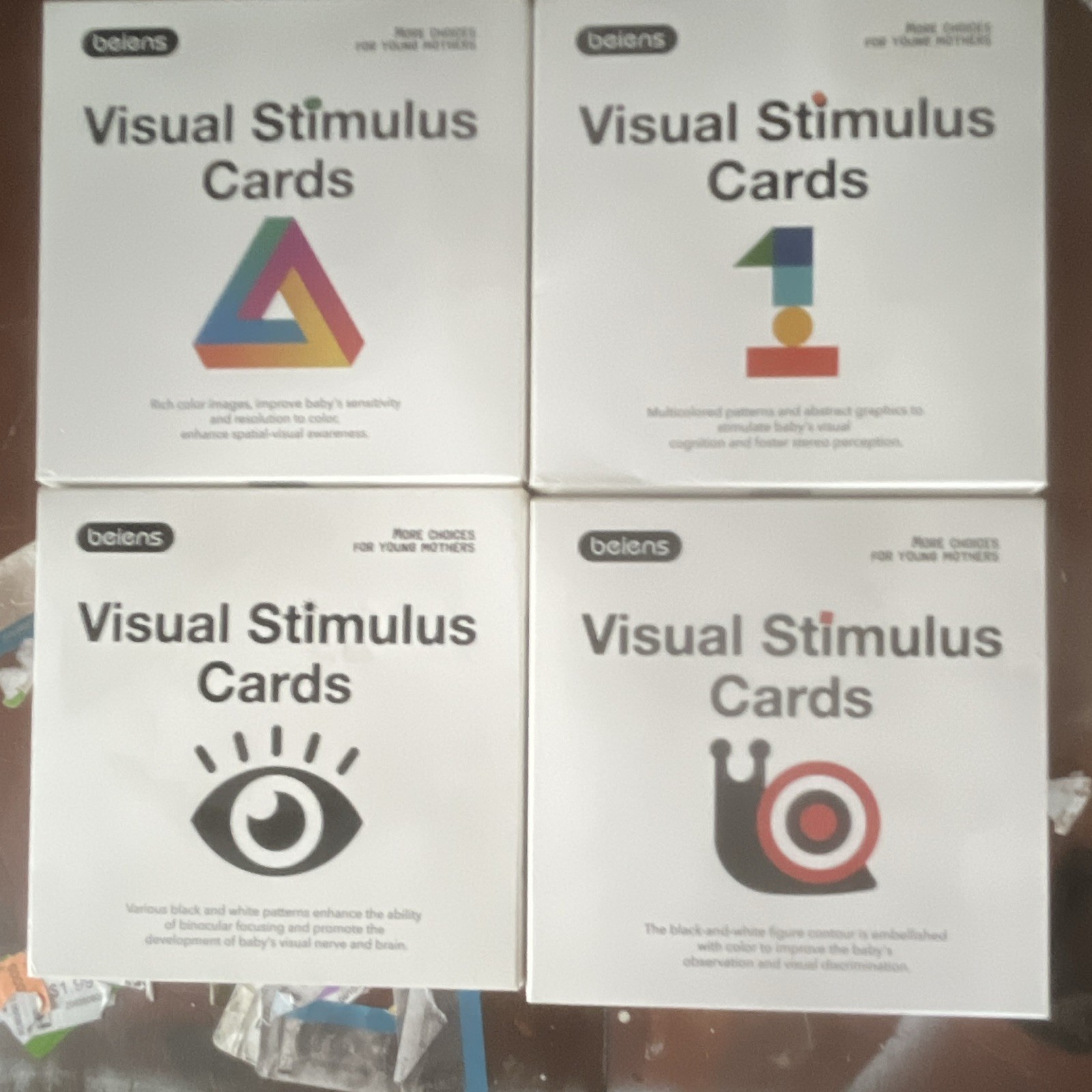 Beiens Visual Stimulus Cards Set, Multicolor, Ages 12 Months & Under/1-2 Years