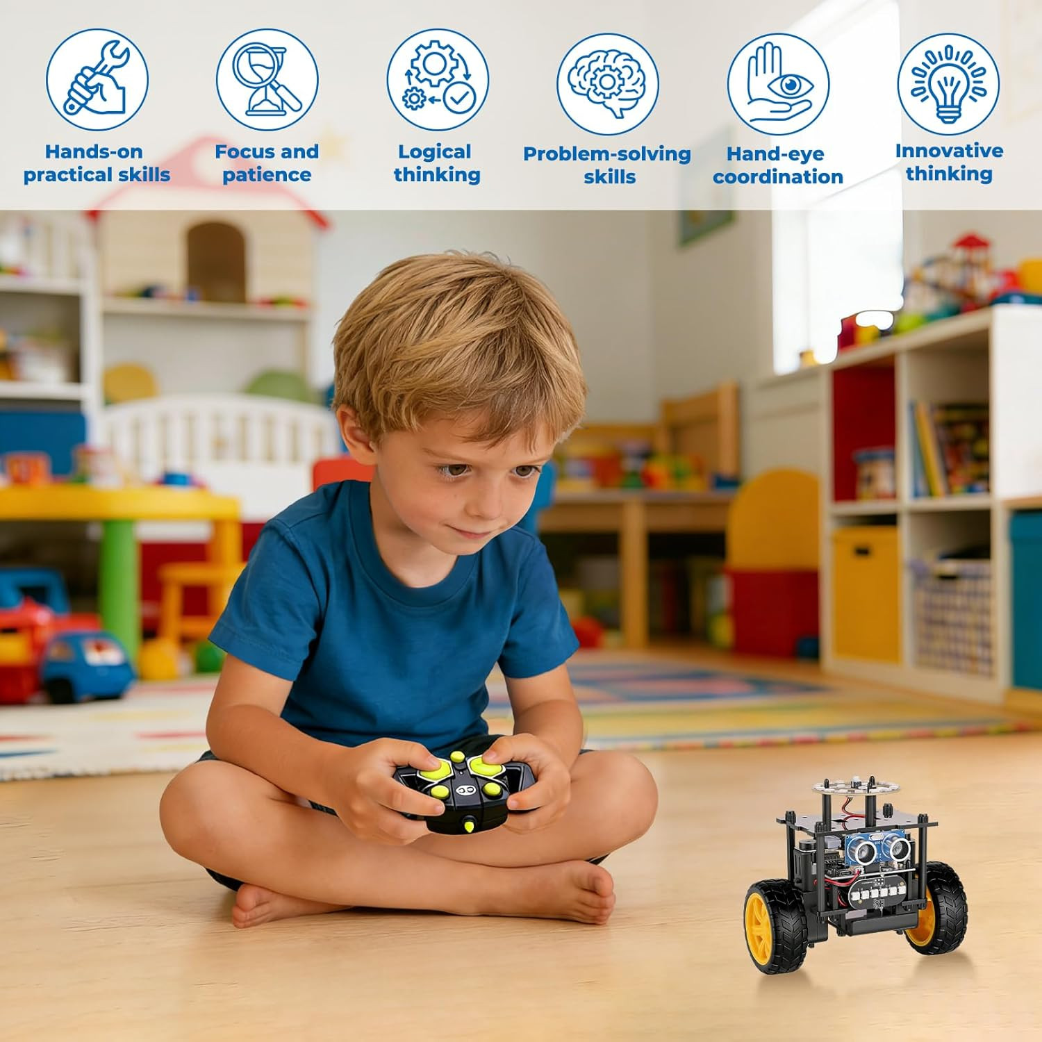 STEM Robot Car Toys for Kids 8-13, DIY Building Educational Robot Kit, 2WD Self-