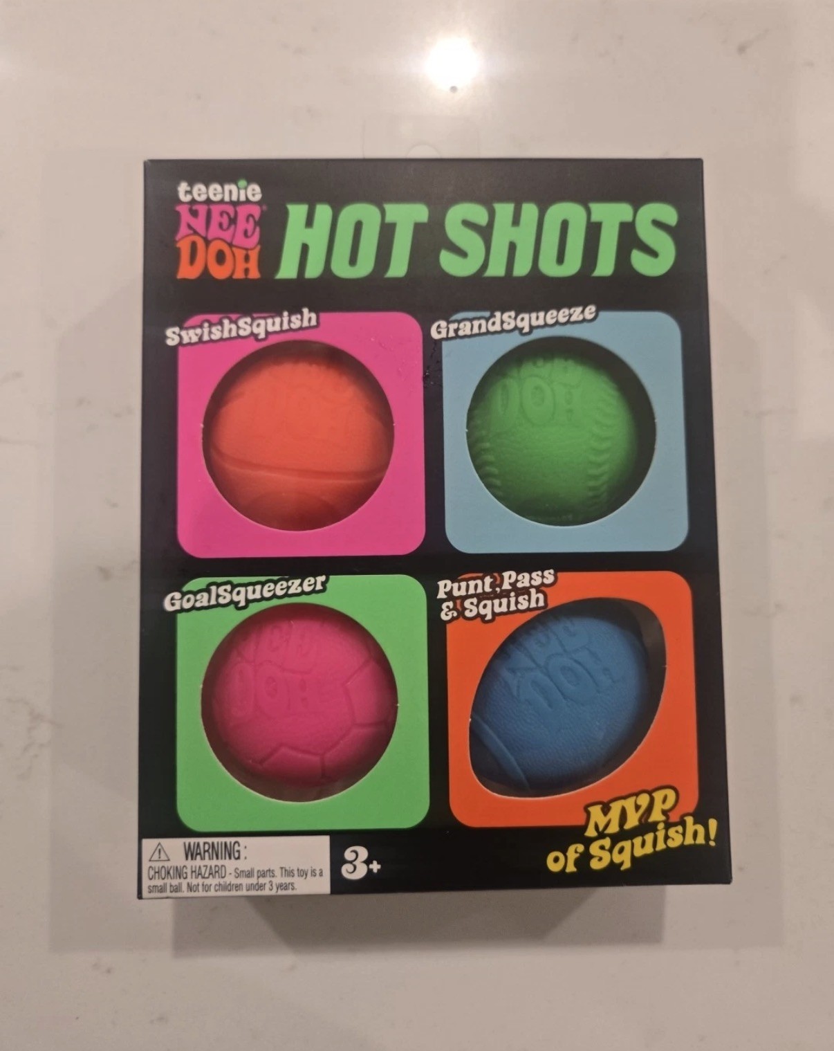 Schylling NeeDoh Teenie Hot Shots 4-Pack sports Stress Fidget Sensory Nee Doh