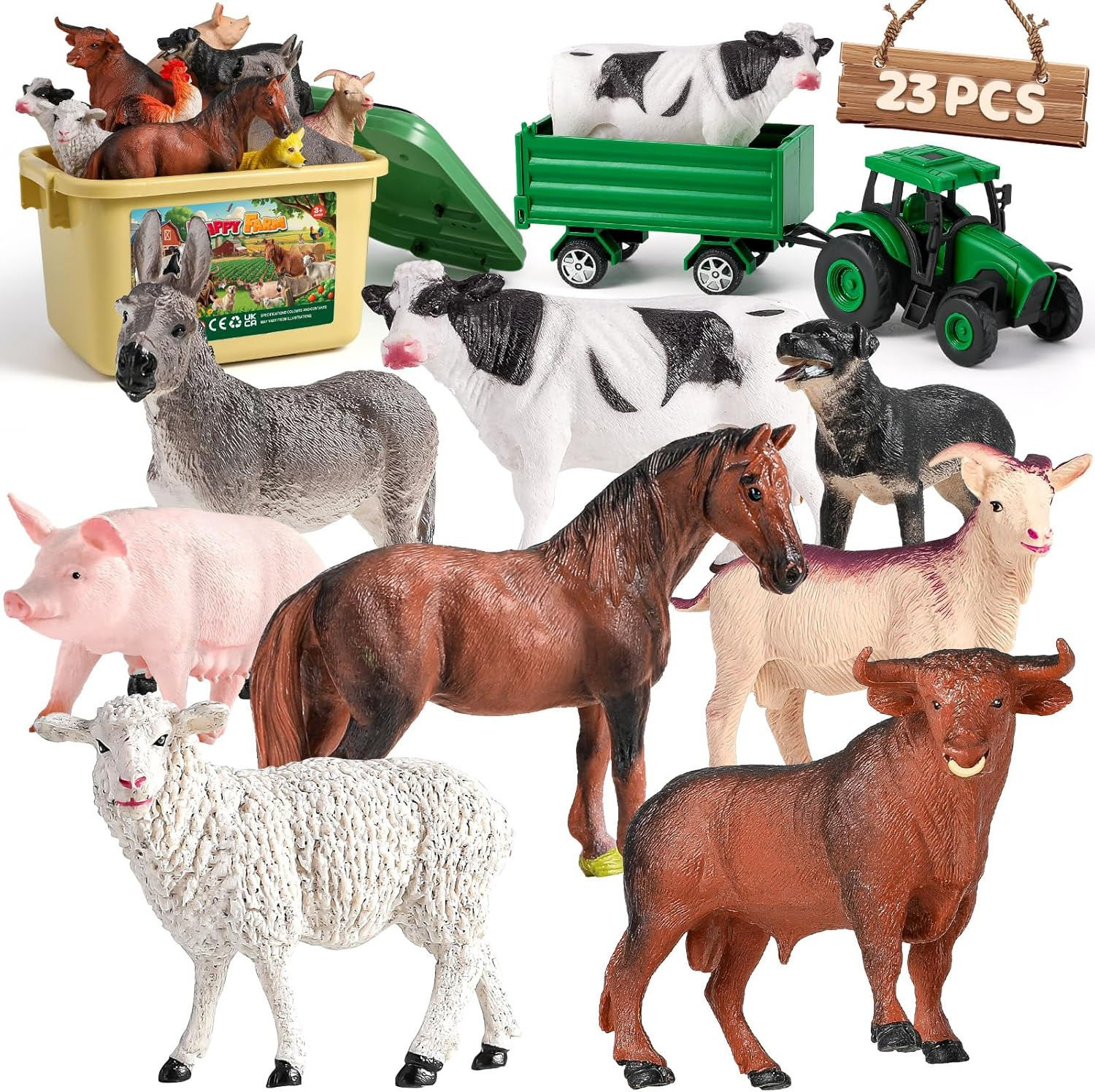 Farm Animal Toys for Toddlers,23 PCS Animal Toys with Realistic Animal Figurines
