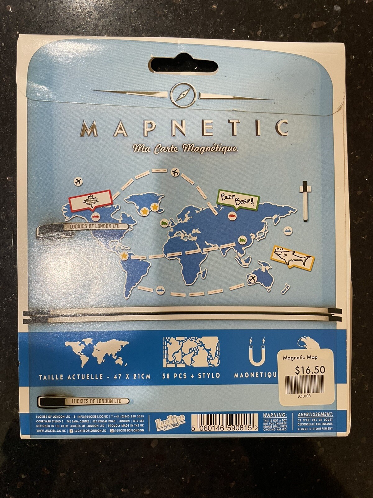 NEW Mapnetic magnetic map By Luckies Of London