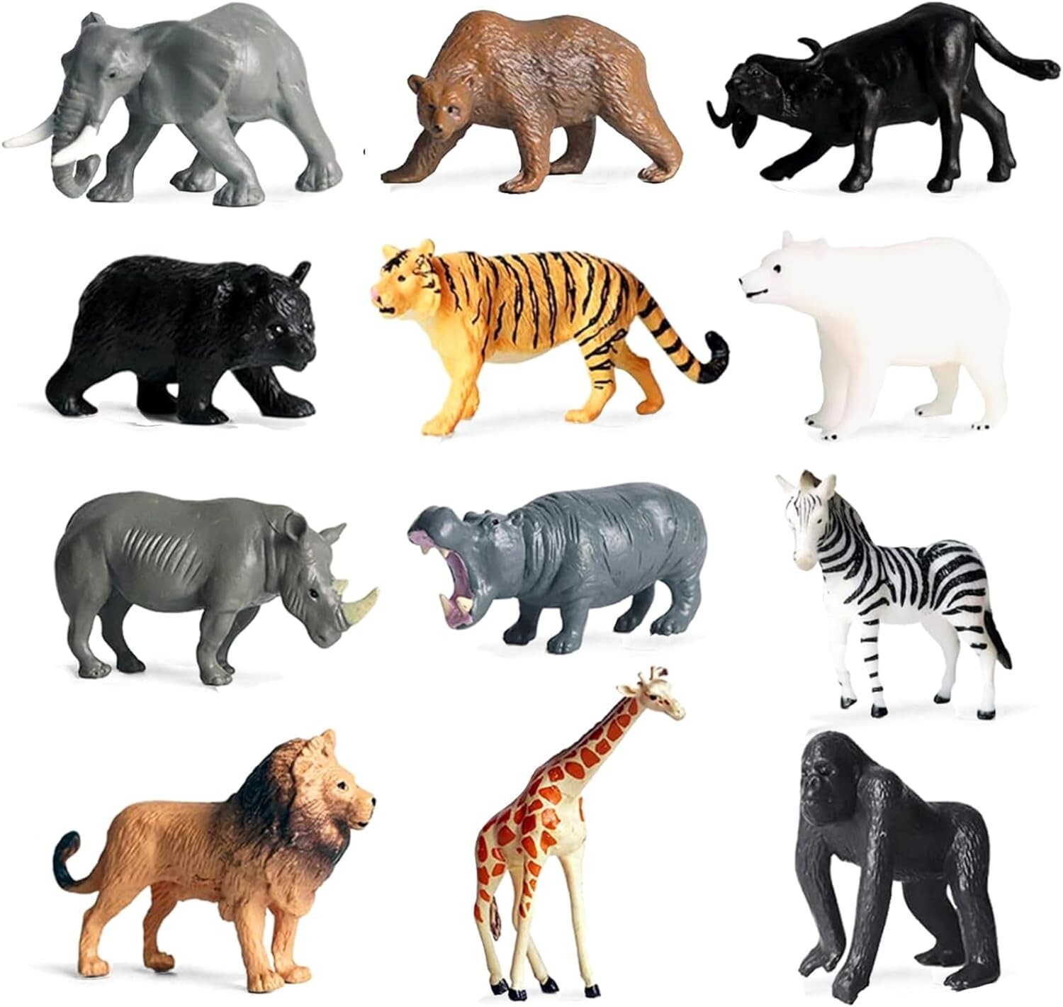 12 Pcs Mini Safari Animals Figures Toys, Realistic Jungle Zoo Animal Figurines