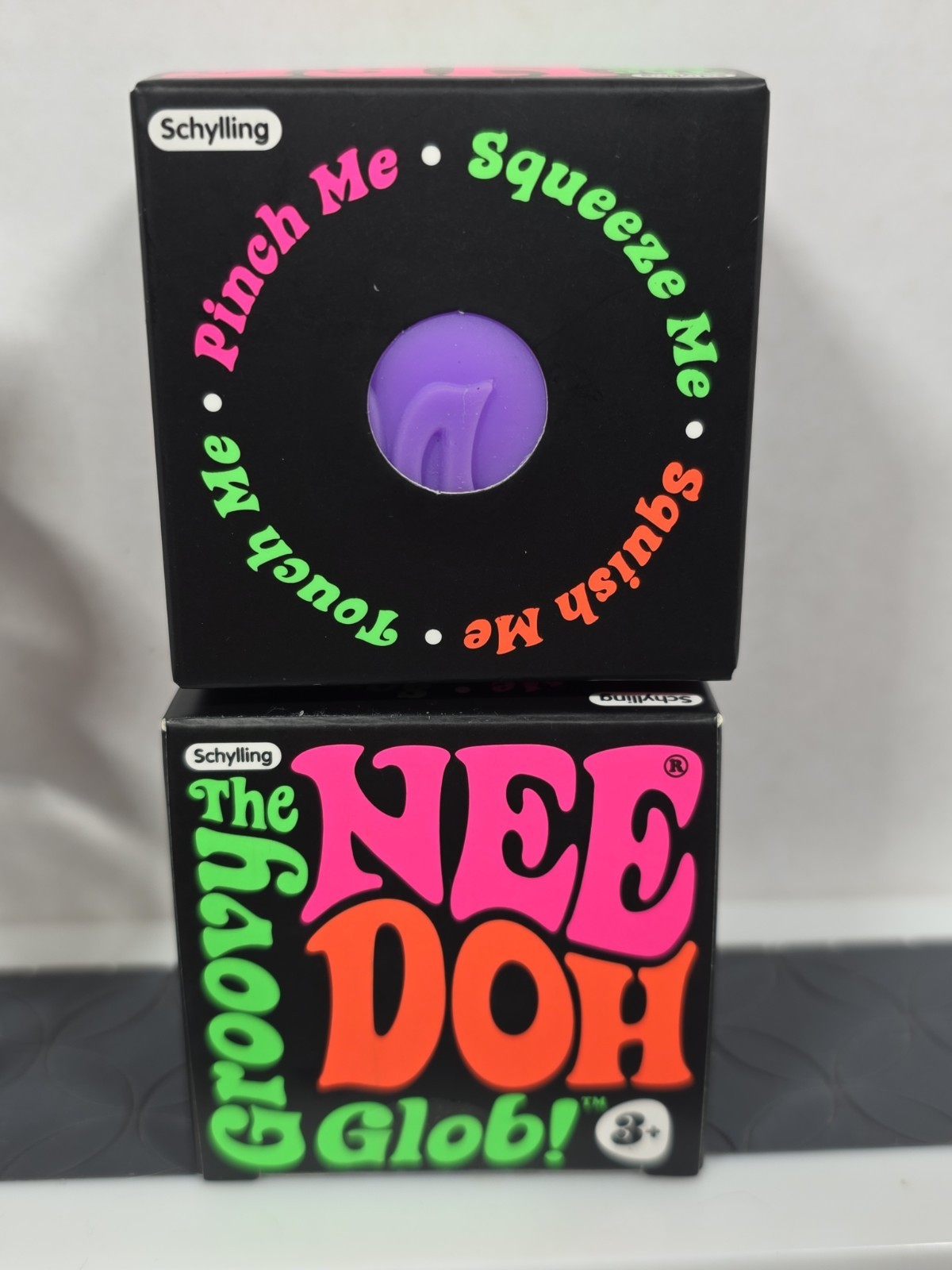 LOT OF 2 NeeDoh Groovy Squishy Viral Fidget Toy Purple Orange RARE Authentic