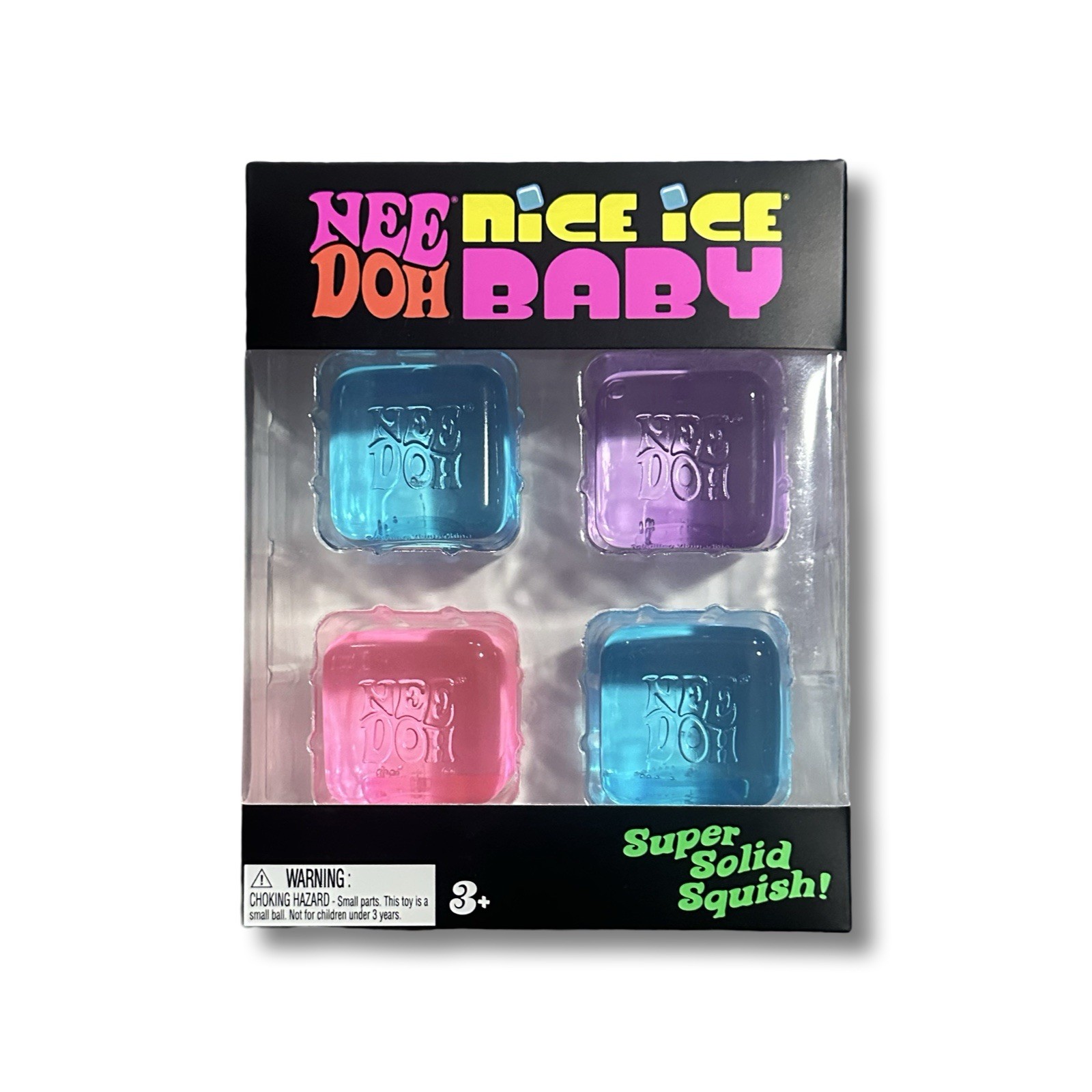 NeeDoh Nice Ice Baby 4 pack, Set of Four Nee Doh Mini Nice Cube Pink Blue Purple