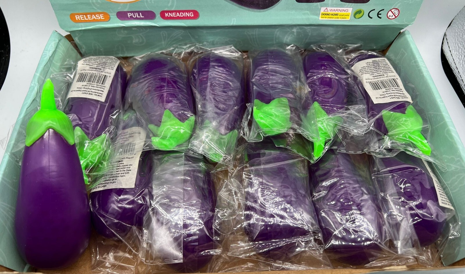 pack of 12 Pieces Purple Eggplant Squishy Squeeze Stress Relief Relaxing