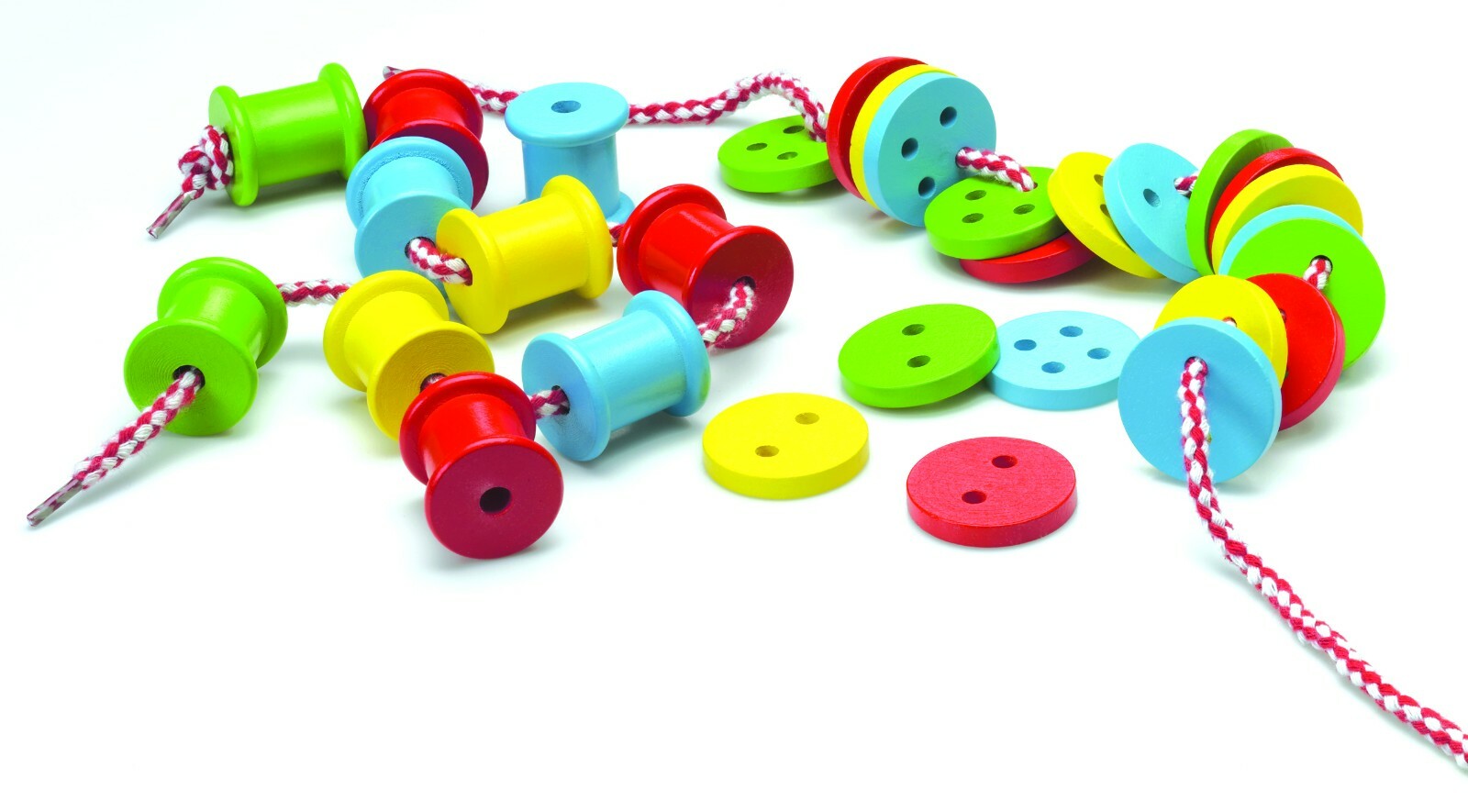 The Original Toy Company Solid Hardwood Threading Buttons & Spools – 425534