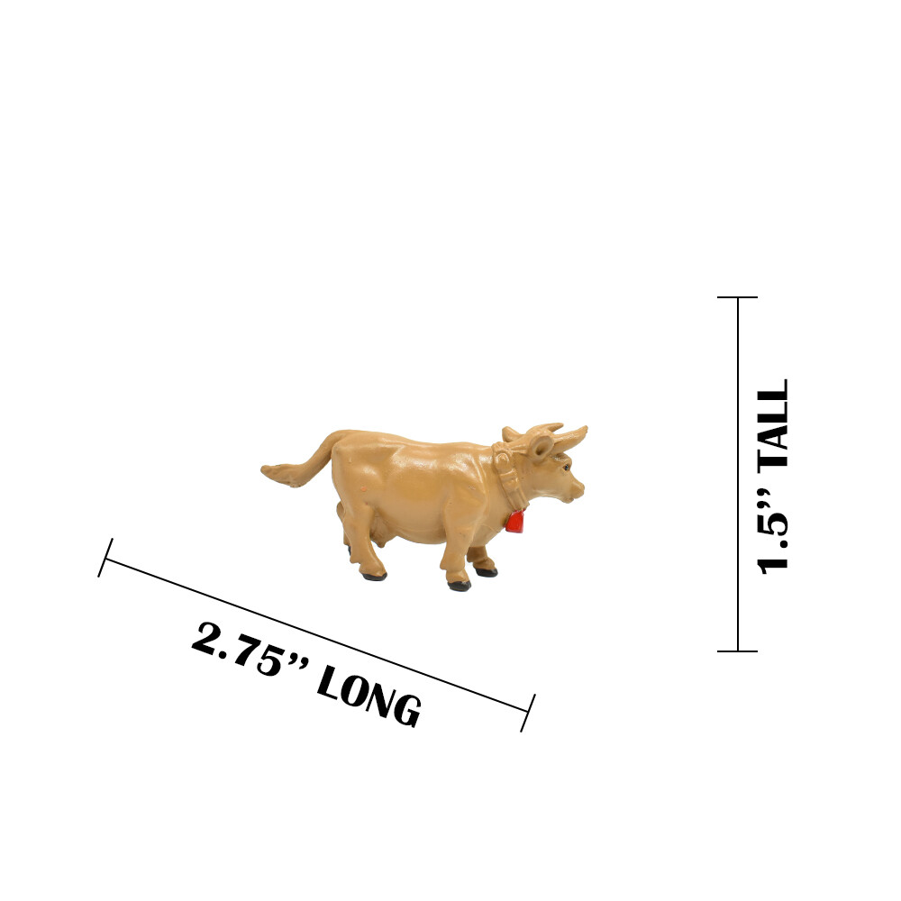 Cow Brown Realistic Small Toy Model Plastic Replica Farm Animal Kids 2.75″ F4150