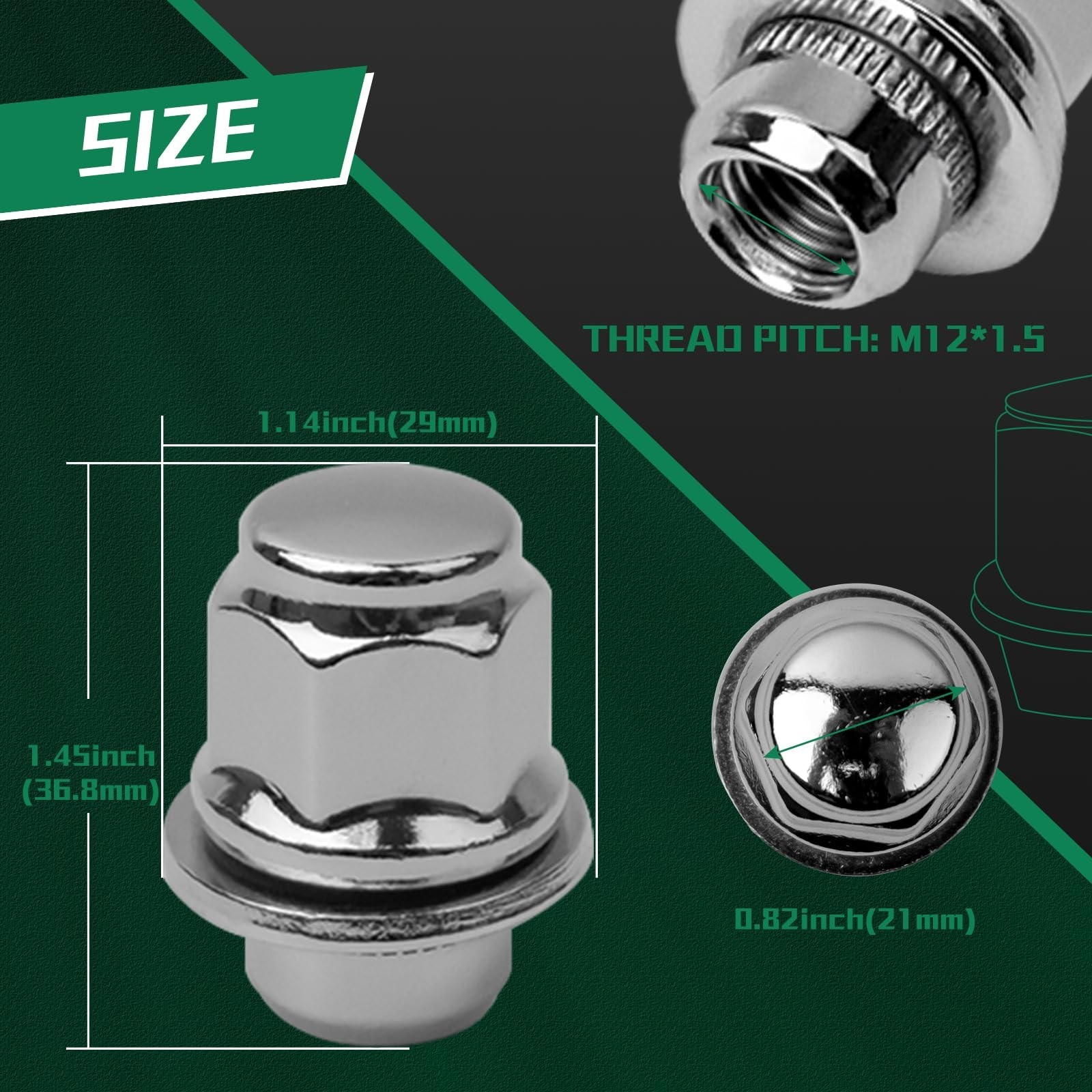 M12x1.5 Lug Nuts,One-Piece Wheel Nuts for Toyota Corolla/Prius/Sienna,Lexus R…