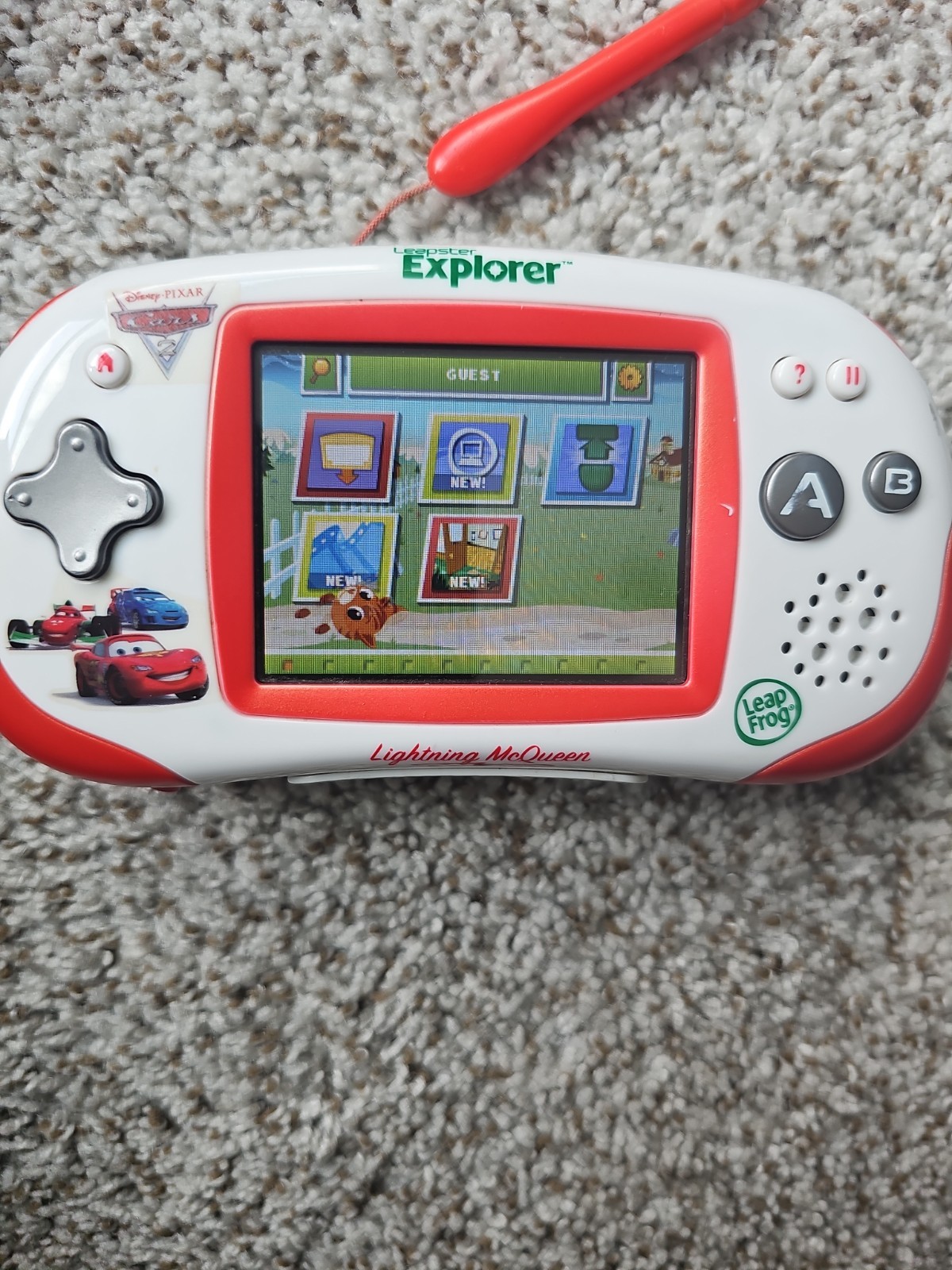 Leapfrog Leapster Explorer Disney Cars 2 Lightning McQueen, Case, 3 Games TESTED