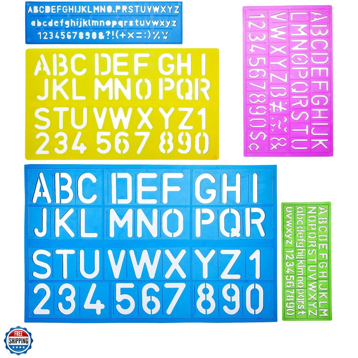 Letters and Numbers Alphabet Templates, Letter Stencils, Pack of 5