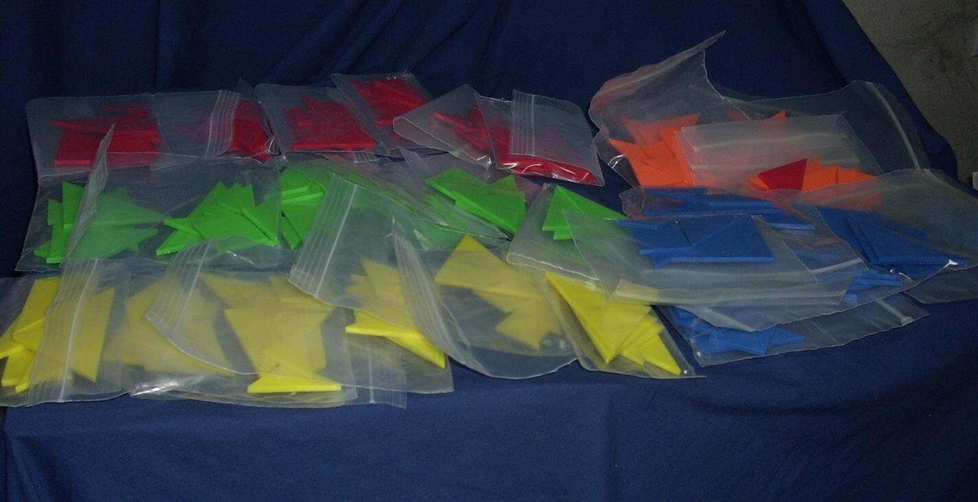 Tanagrams–30 pieces, Classroom Amt: 6 of Red, Orange,Yellow, Blue, Green