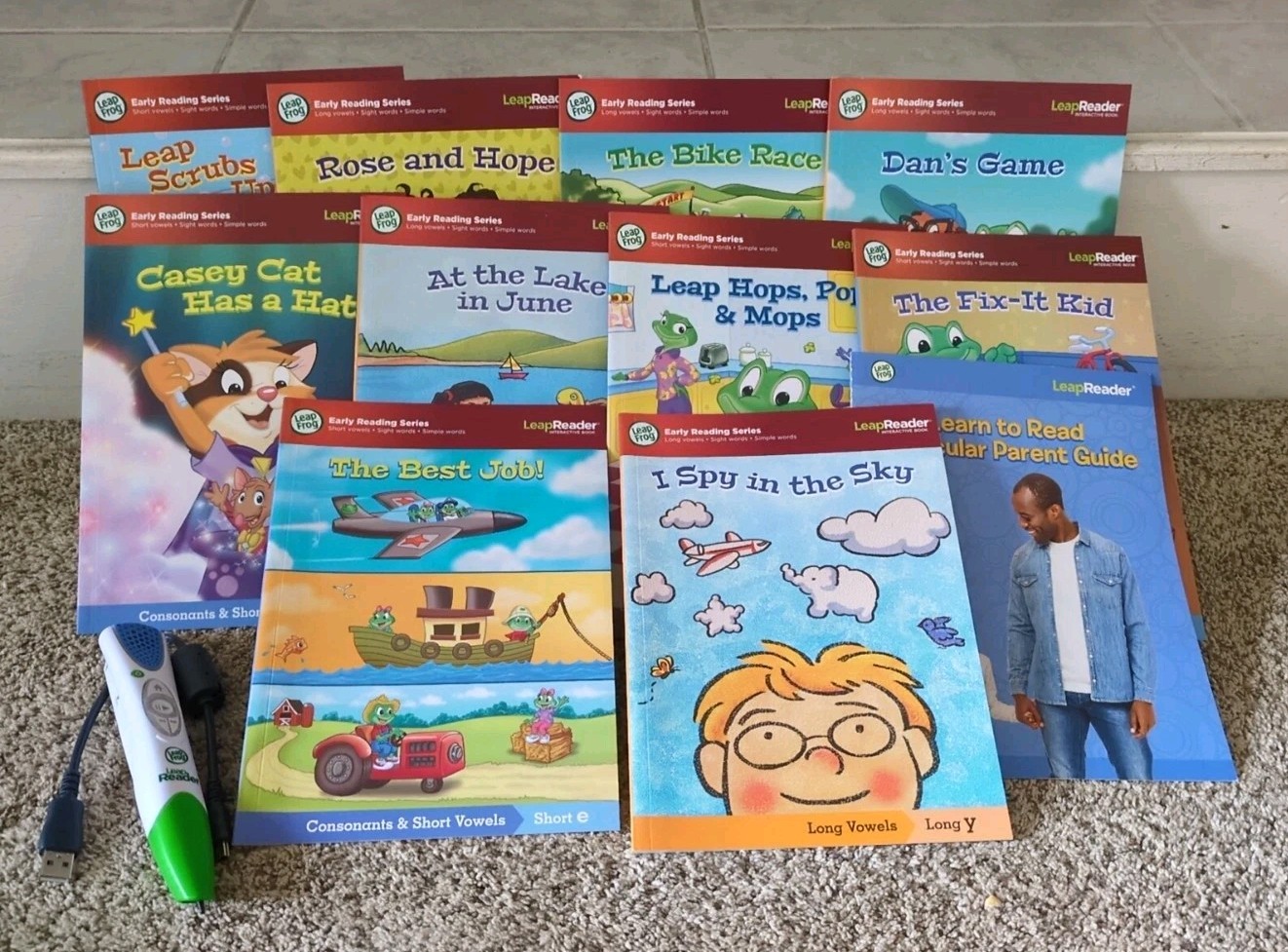 Leap Frog Early Reading Series -10 LeapReader Interactive Books W/ Pen(WORKS!)