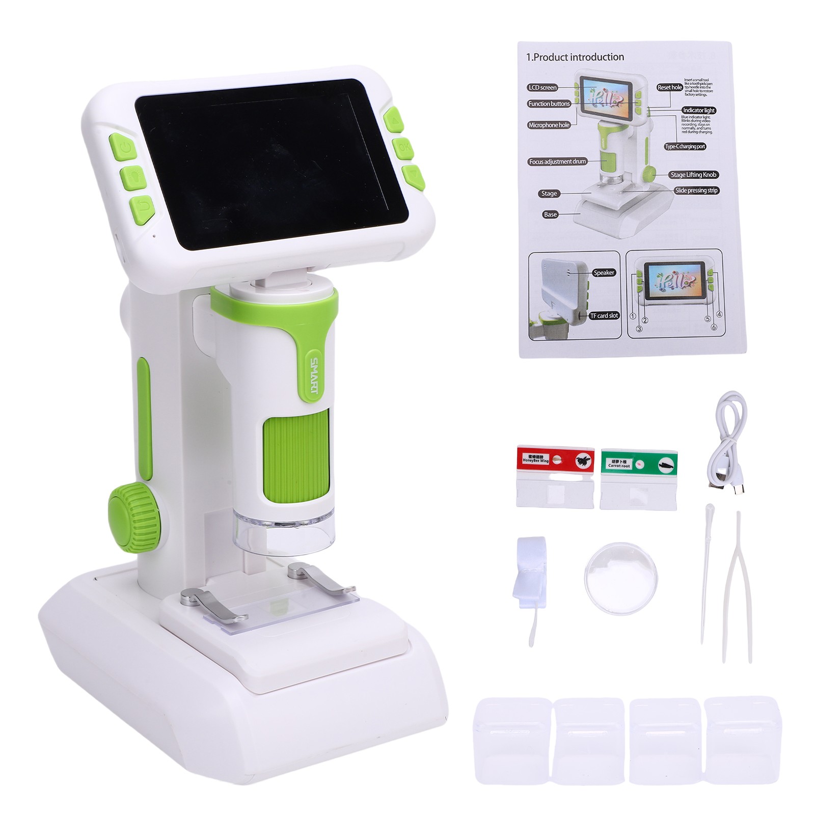 Kids Microscope 1600X Handheld Digital Microscope with 4 Inch 1080P Screen k8u7