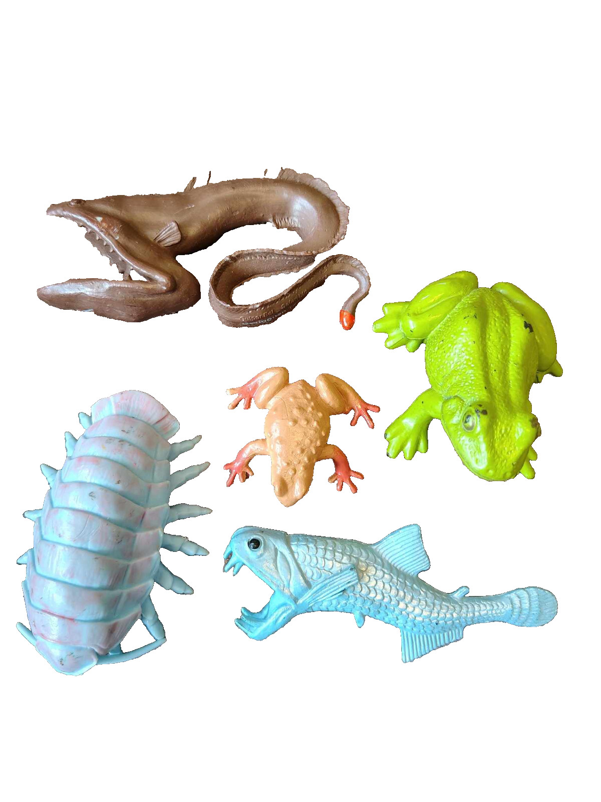Lot of 5 Safari Ltd Marine Life Animals Gulper Eel Viper Fish Frog Giant Isopod