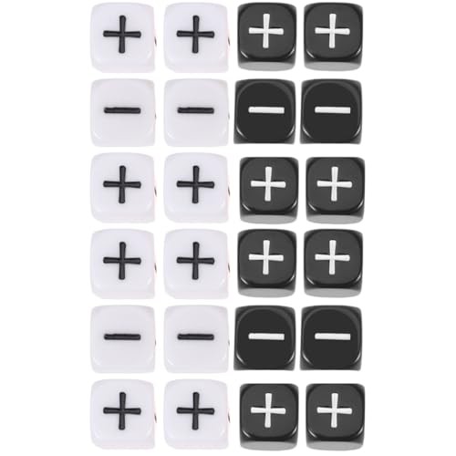 24Pcs Addition Subtraction Dice Set, 16mm Math Sign Dices for Classroom