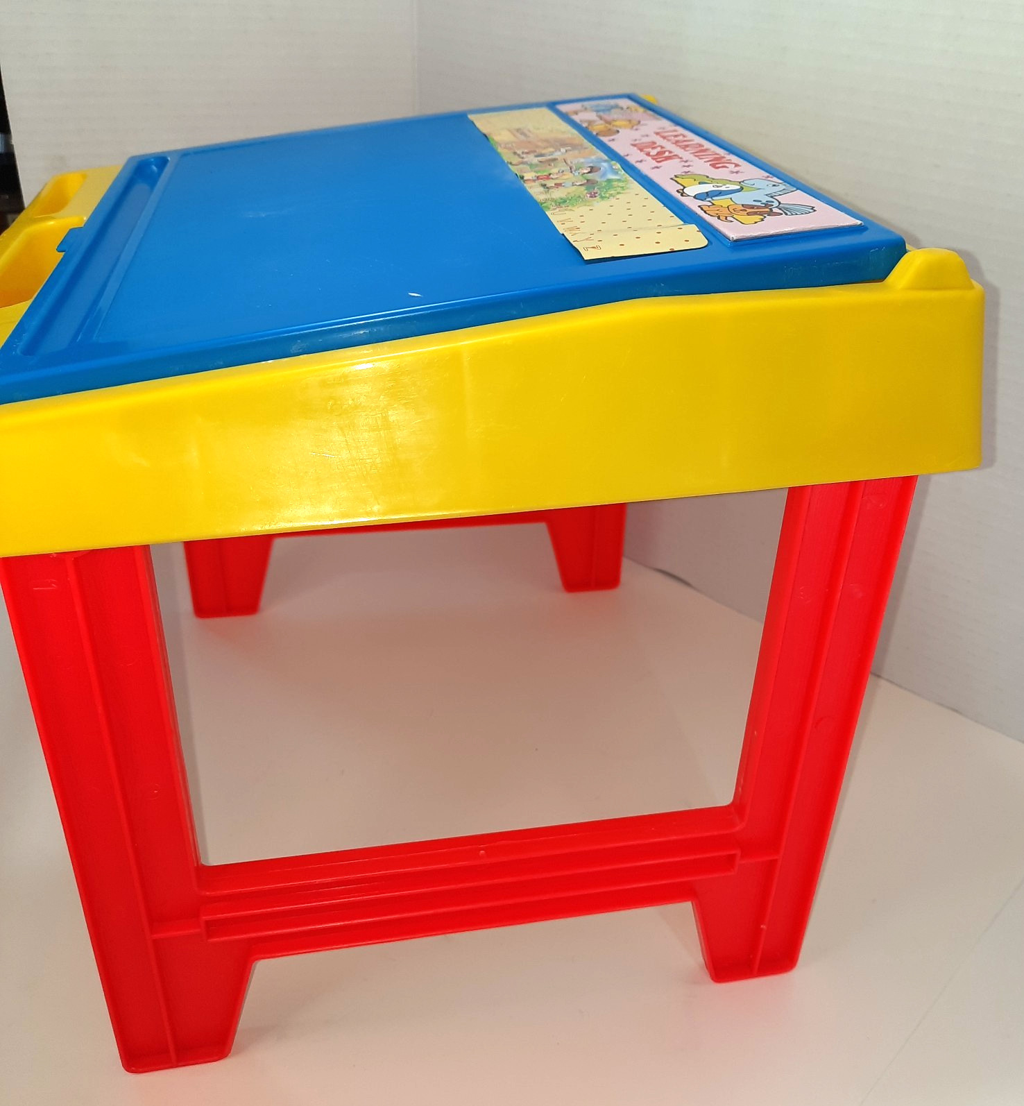 RARE Vintage Centre Toys Education Learning Desk w/Blackboard, Chalk, Stencils