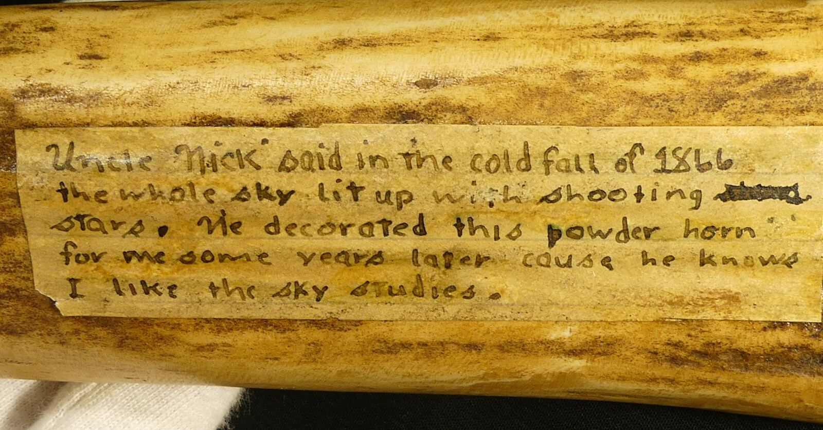 Celestial Moon & Stars Powder Horn. Eyewitness 1866 Massive Leonids Meteor Storm