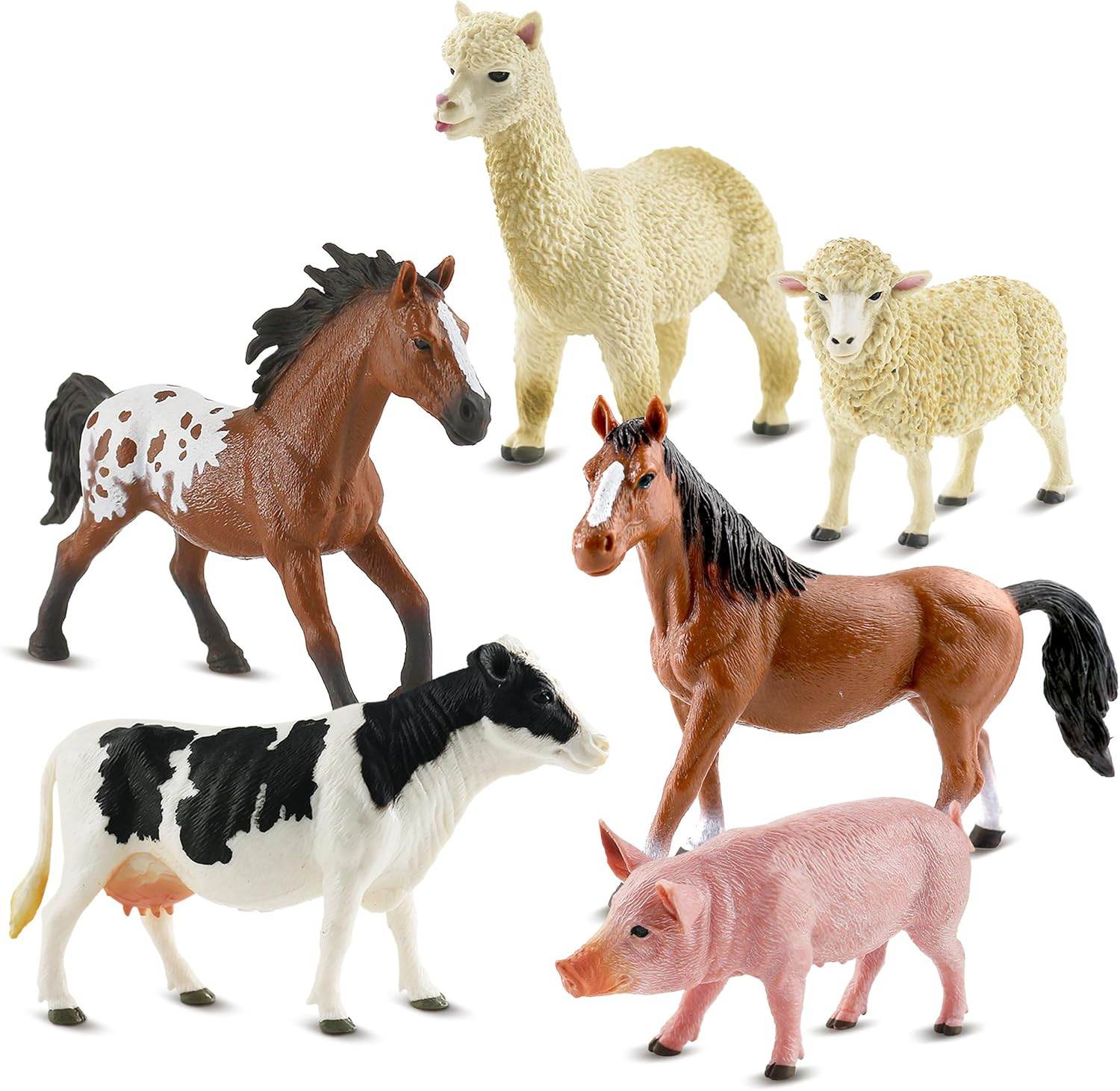 6PCS Farm Animal Toys for Kids 3-5 Realistic Plastic Farm Animal Figurines Educa