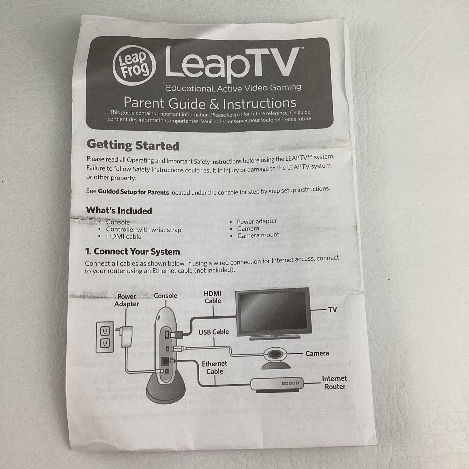 Leap Frog Leap TV Educational Active Video Gaming System Interactive TESTED