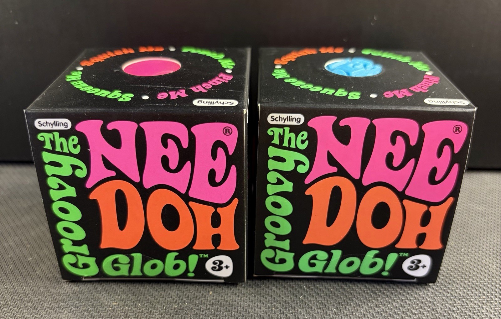 LOT OF 2 NeeDoh Groovy Glob Squishy Viral Fidget Toy Blue Pink (RARE), Authentic