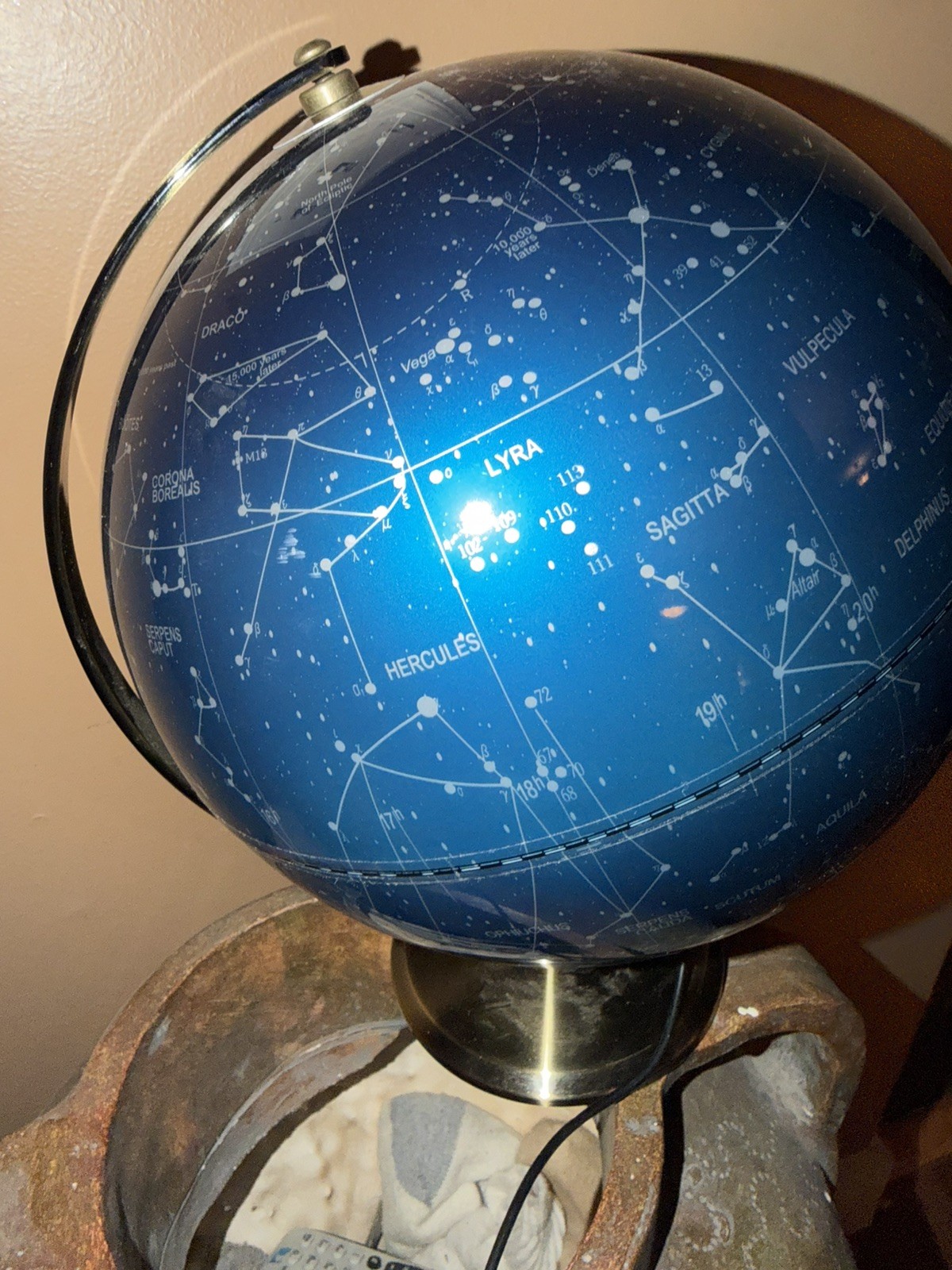 Light Up Celestial Star Map Globe Lamp Rotating Constellation Astronomy Deco EUC