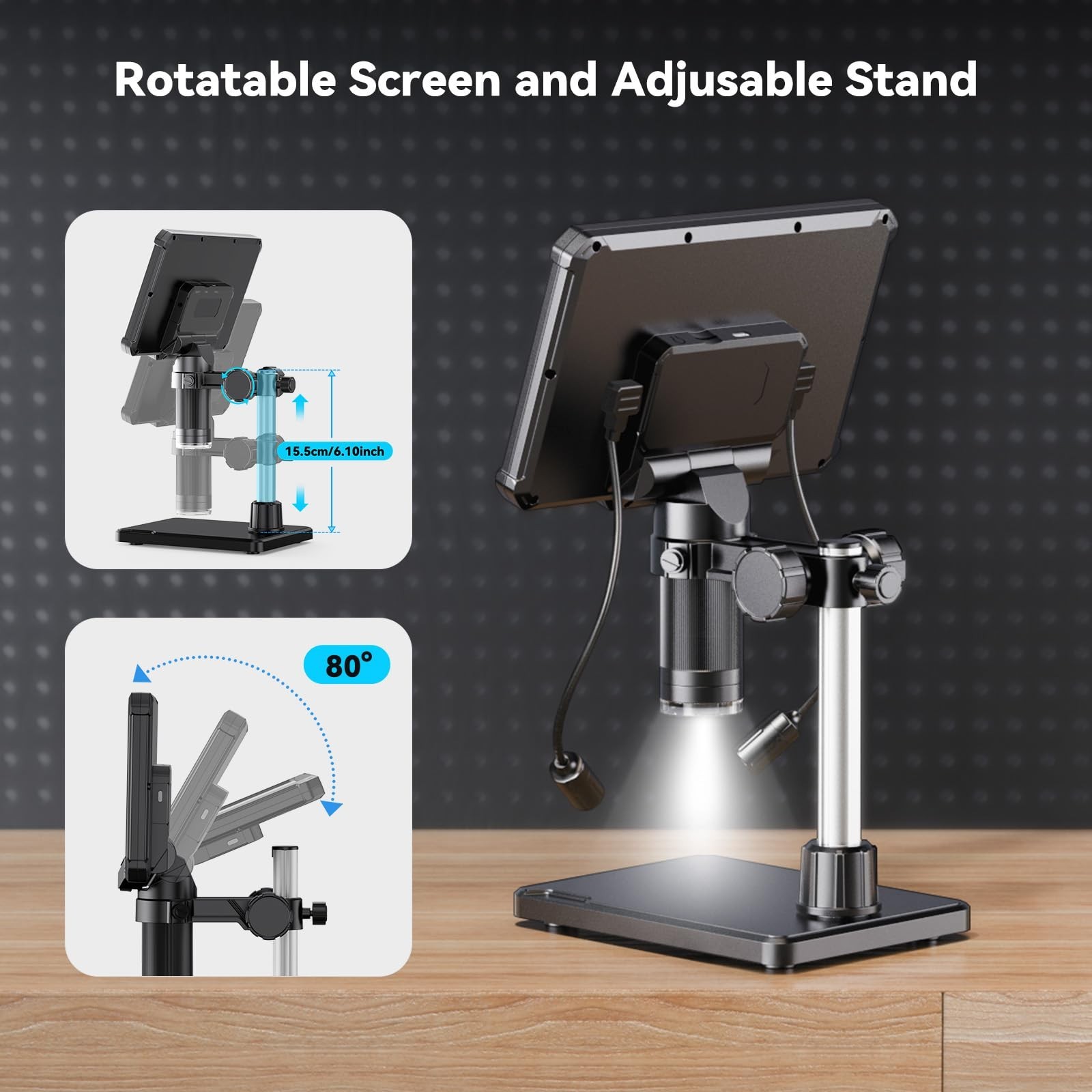 7-Inch IPS Screen Digital Microscope with Remote Control, 10X-1200X Magnifica…