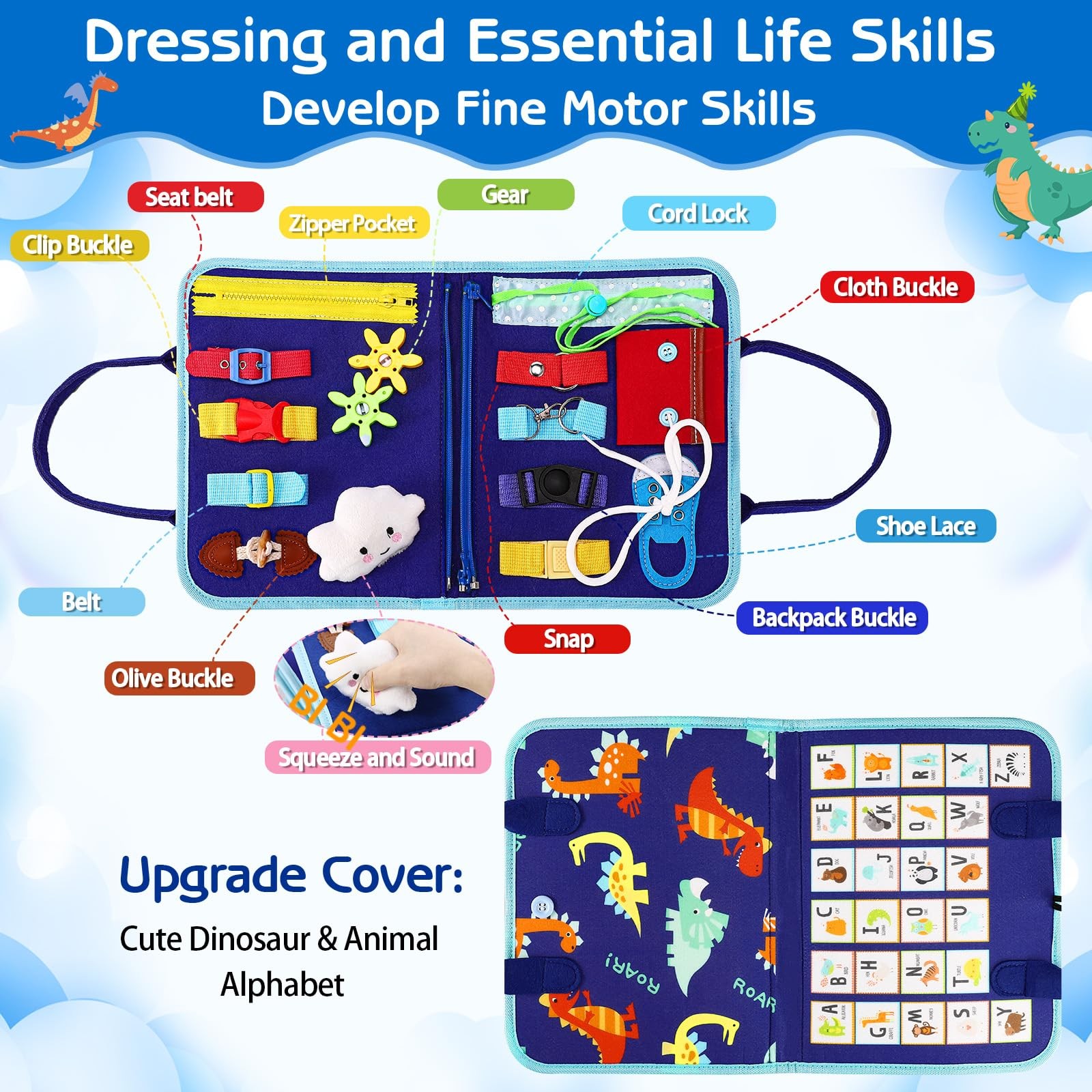 Esjay Toddler Busy Board Montessori Toys For Boys Sensory Book Educational