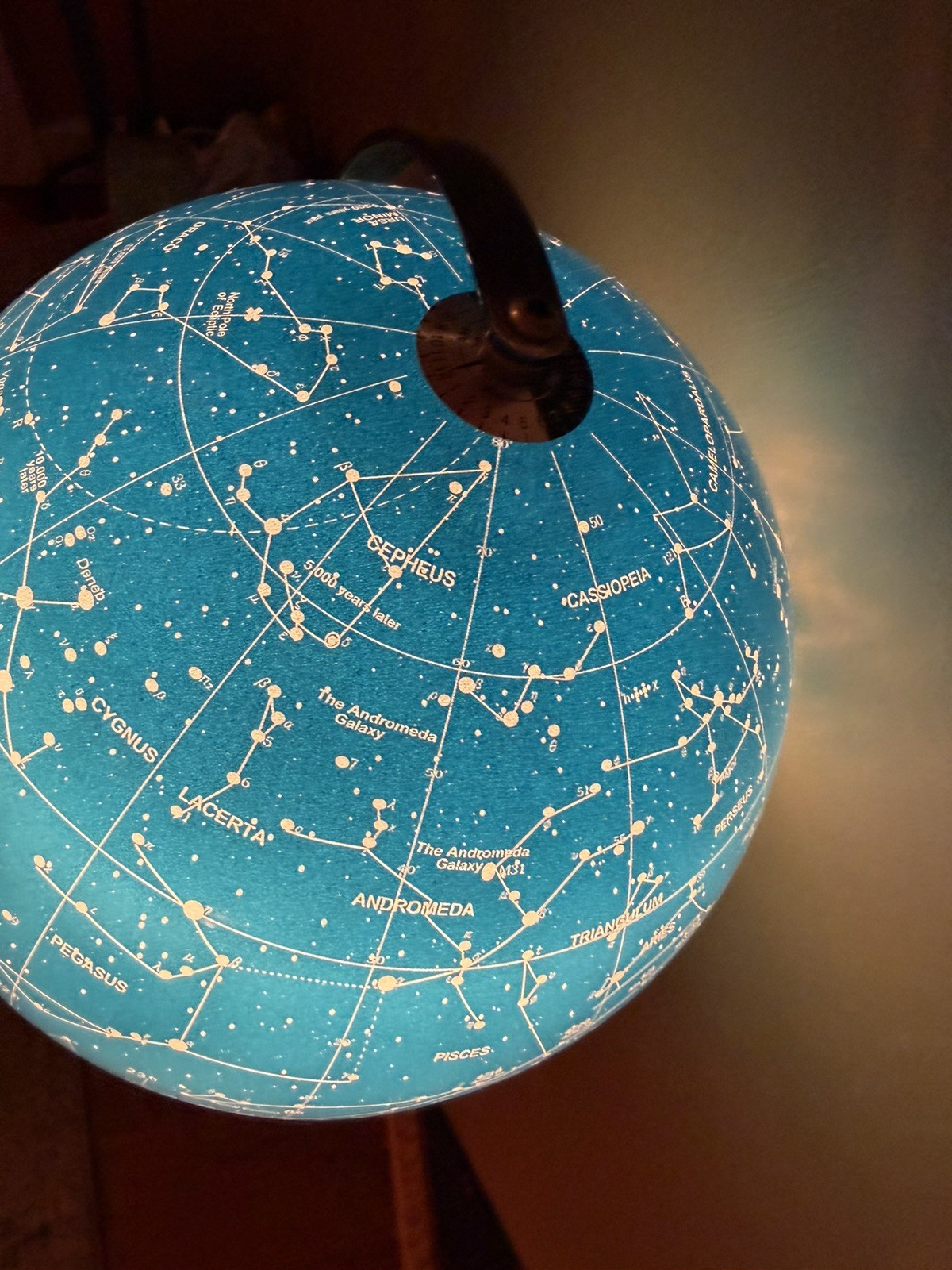 Light Up Celestial Star Map Globe Lamp Rotating Constellation Astronomy Deco EUC