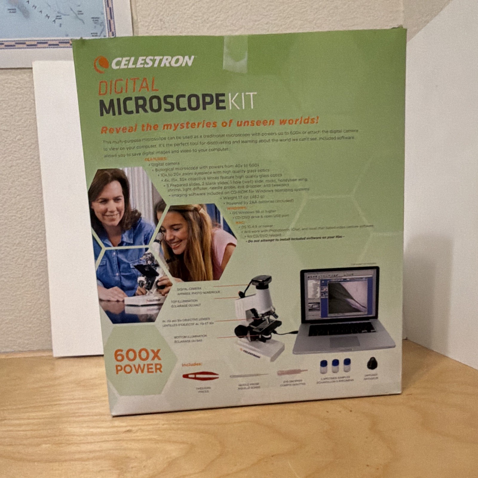 Celestron Digital Microscope Kit 600X Power, Ages 8-11, 12-16, 17+ Years