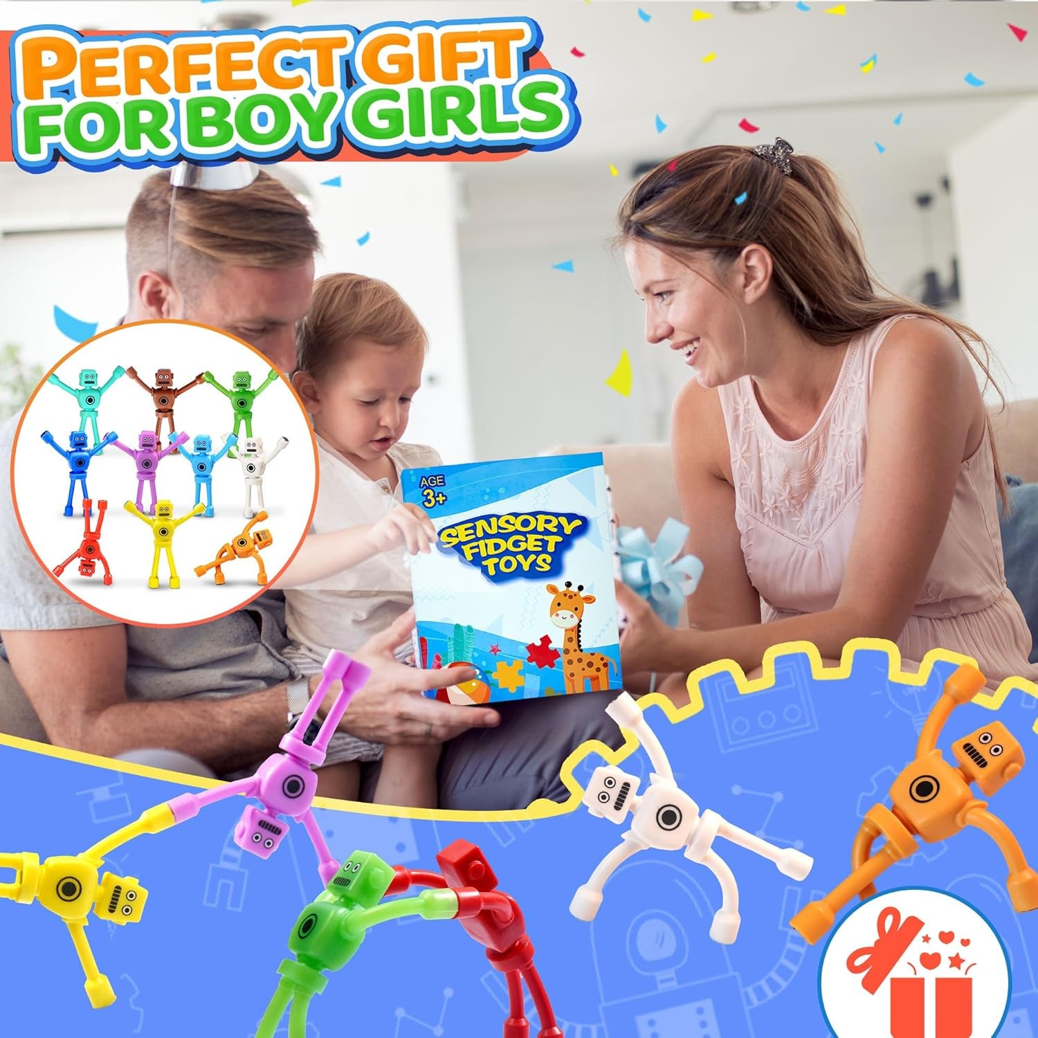 Magnetic Robot Men Travel Toys for Toddlers Boy Kids 5PC Airplane Road Trip…