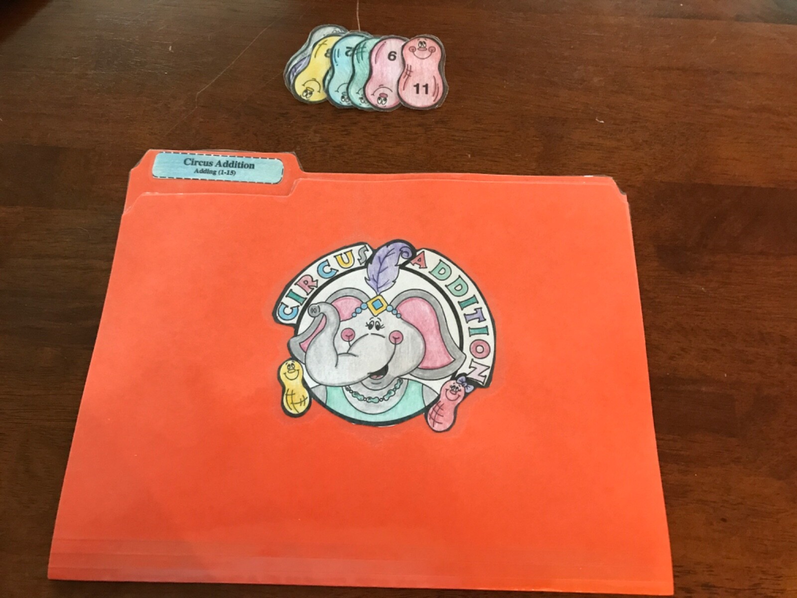 Circus Addition! Adding 1-25 K grade math file folder game teacher resource