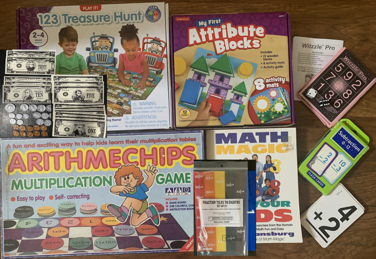 Lot of 10 Math Manipulatives + Math Games +Book Home School/Math Class #2