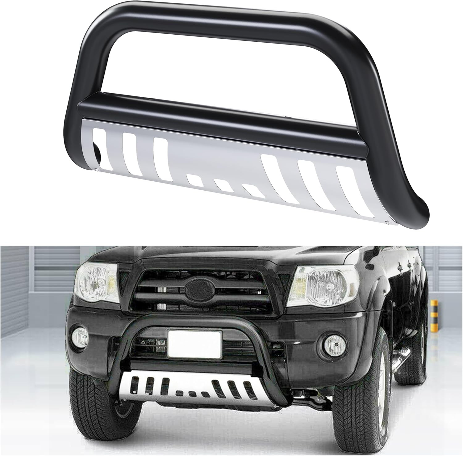 05-15 Toyota Tacoma 3″ Bull Bar Stainless Steel Black Tube Brush Push Grille