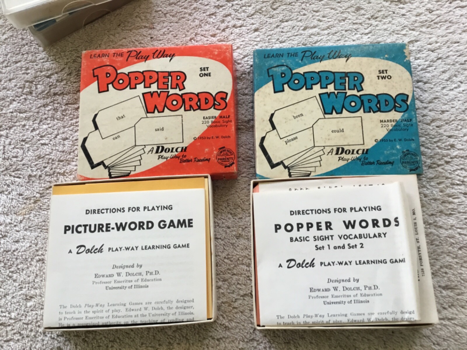 1953 Popper Words Flash Cards Set One and Two] Vocabulary Learn The Play Way
