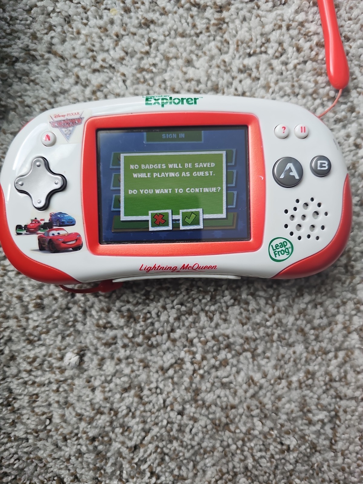 Leapfrog Leapster Explorer Disney Cars 2 Lightning McQueen, Case, 3 Games TESTED