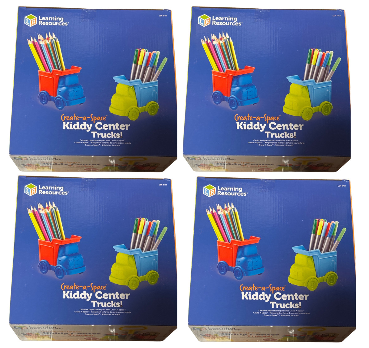 4 PACK Learning Resources Create-A-Space Kiddy Center Trucks Desk Organizer Set