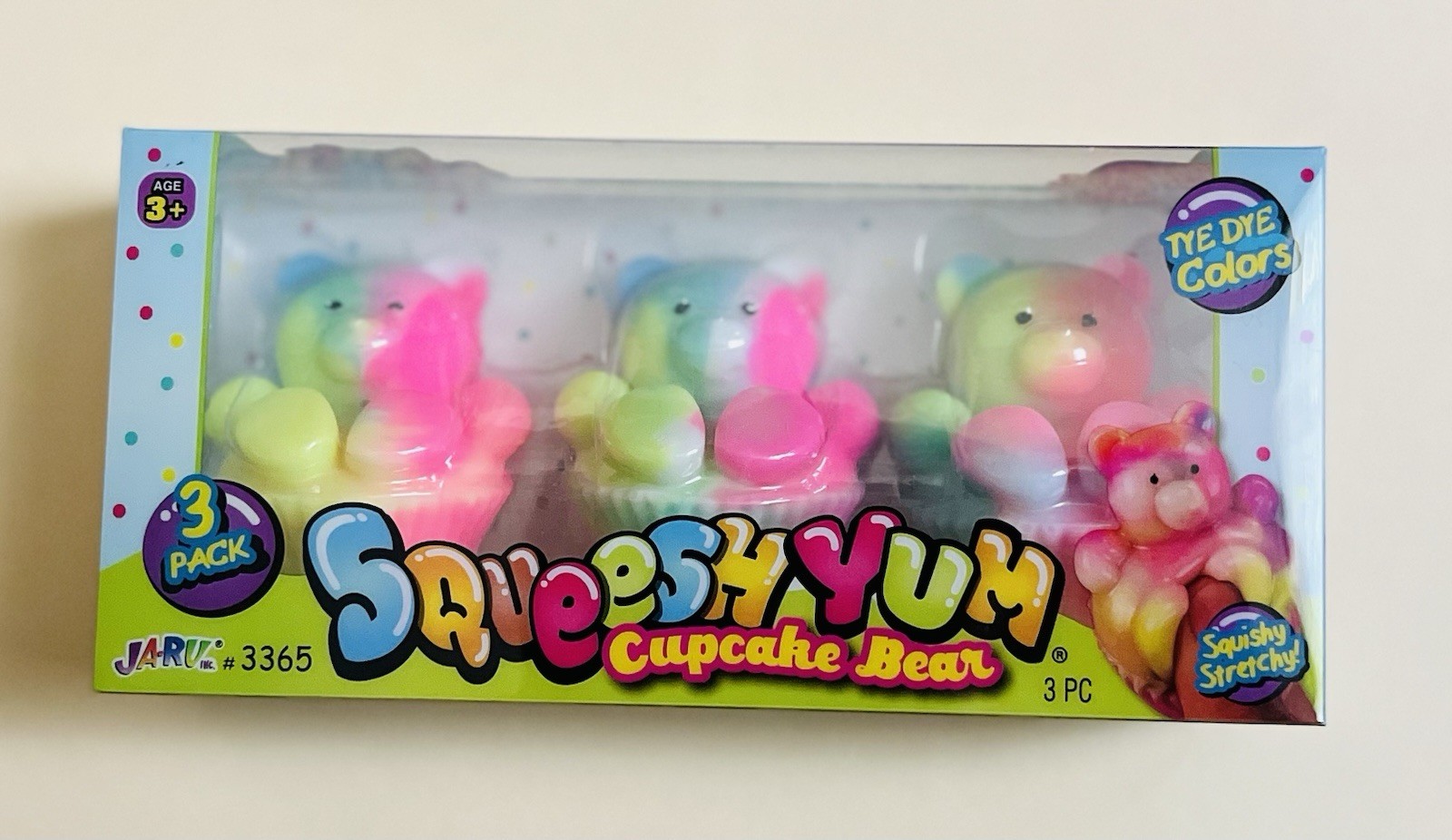 Squeesh Yum Cupcake Bear 3 Pack Tye Die Colors Squishy Stretchy New viral!