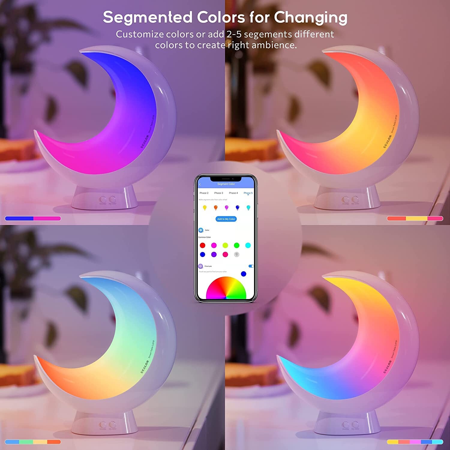 Ecolor LED Night Light – Smart Dimmable Moon Lamp, App Control for Bedroom