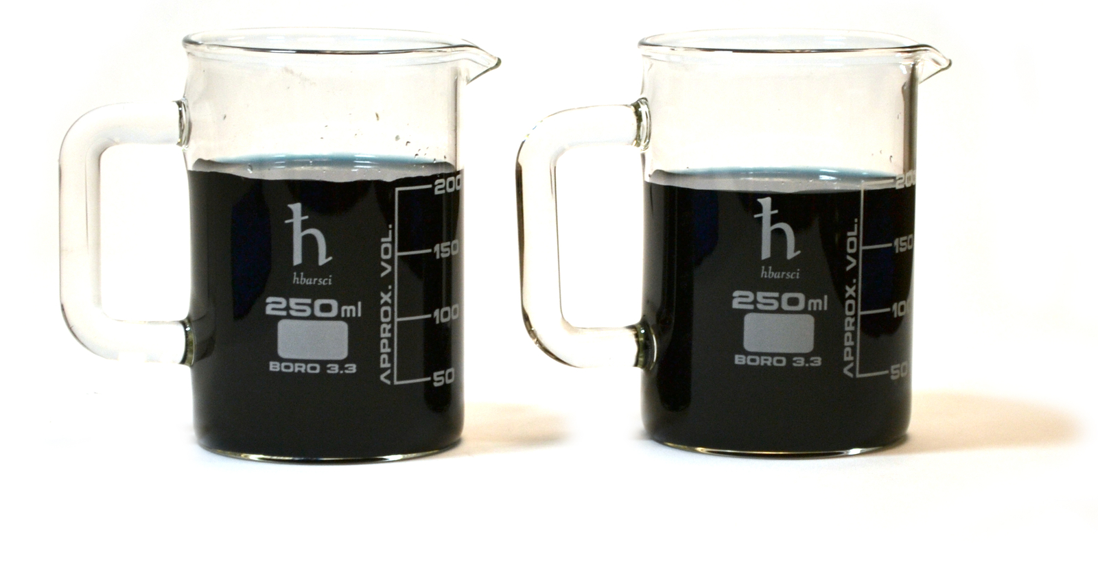 Beaker Mugs, Laboratory Borosilicate Glass, 8.4oz (250mL) Cap. – Pack of 2 Mugs