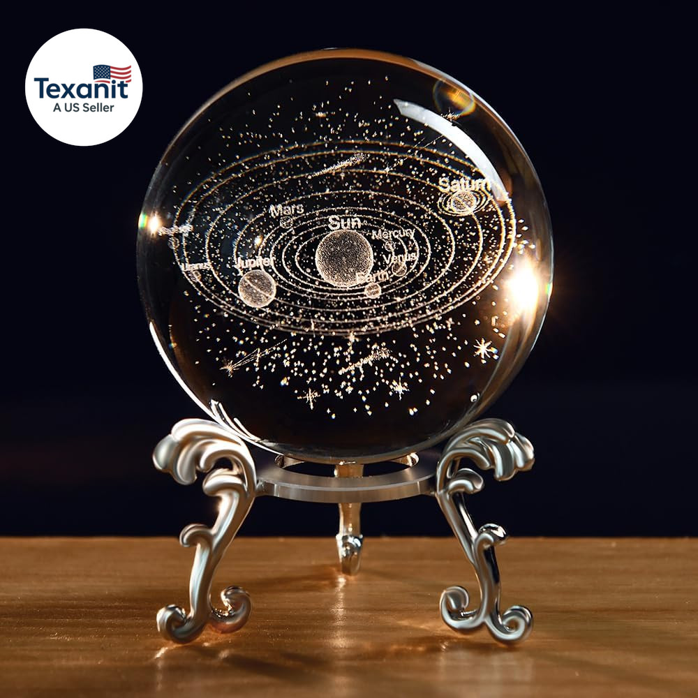 3D Solar System Crystal Ball Universe Gifts 60Mm Glass Astronomy Globe Decor Sci