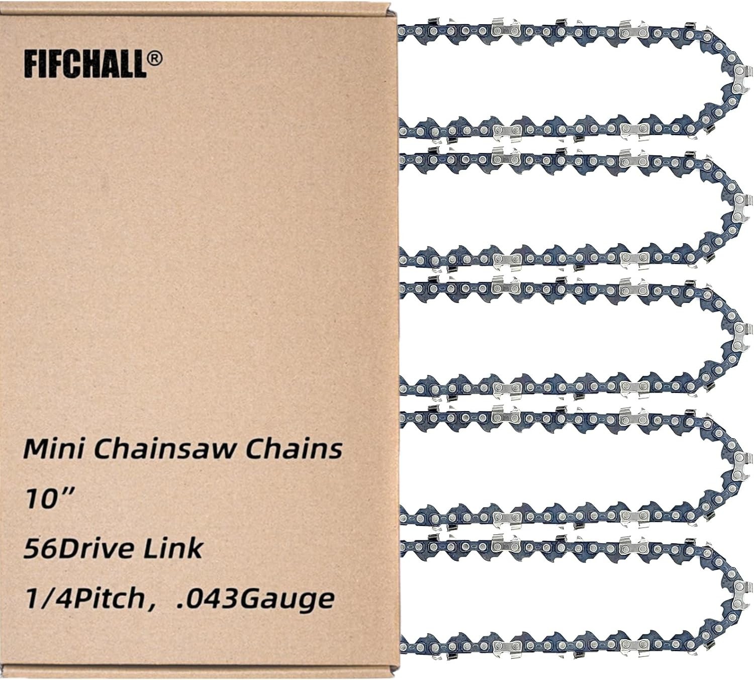 5 Pack 10 Inch Pole Saw Chain Fit Stihl 1/4″ Pitch .043″ Gauge 56 Drive Links 10