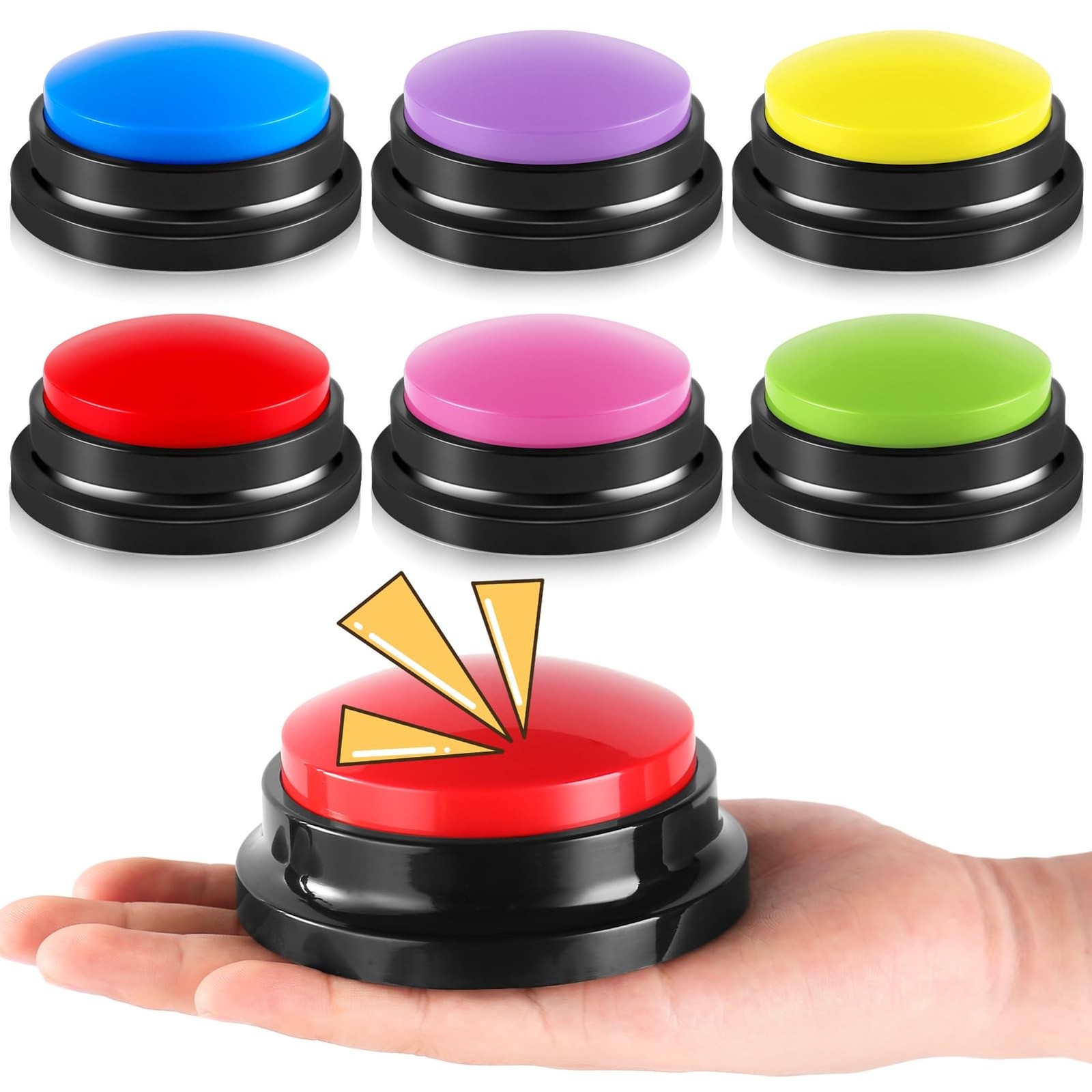 Ovveroche 6 Pieces Recordable Answer Buzzers Button Normal, Multicolor