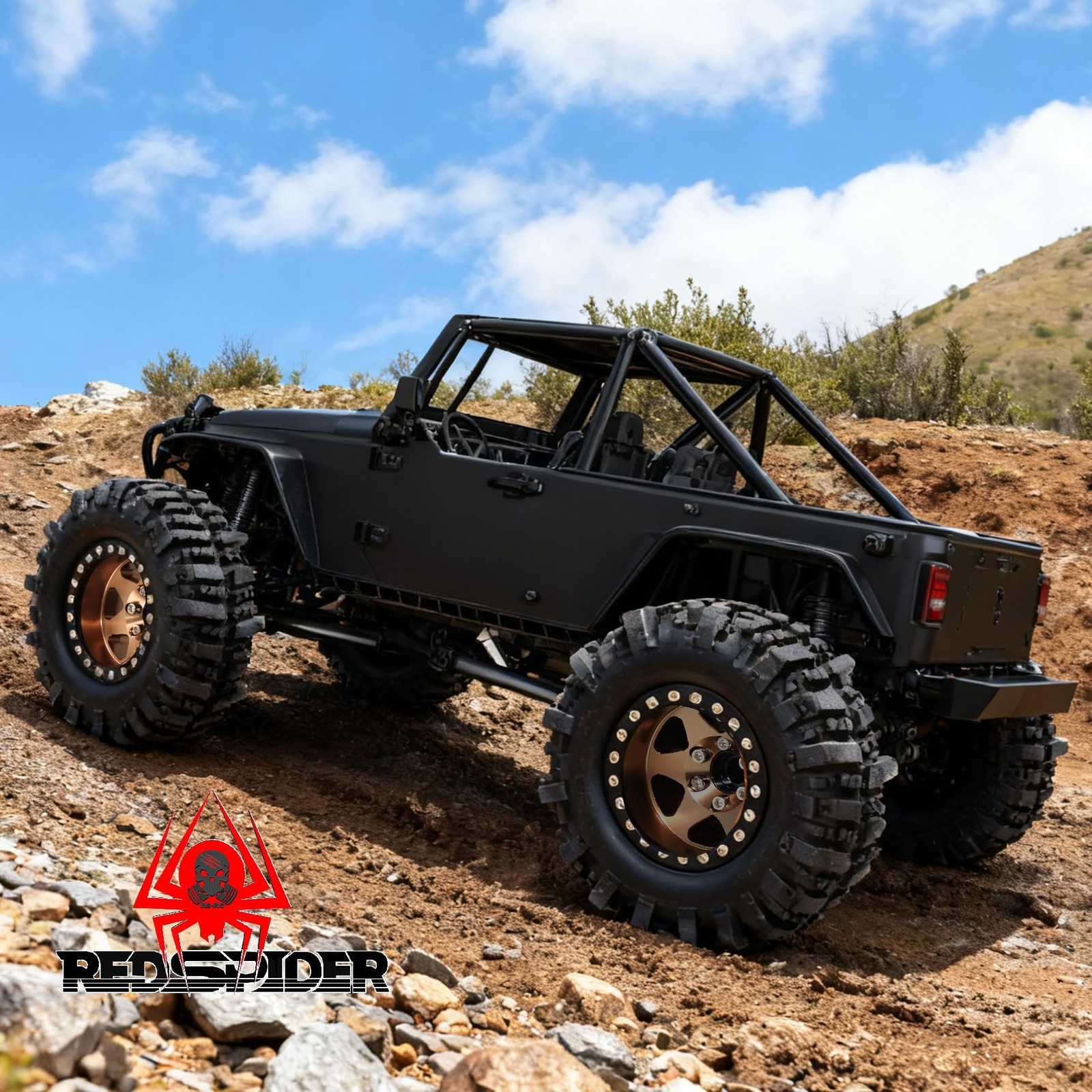 REDSPIDER 4PCS 1.9″ RC Crawler Tires Mud Slingers (OD 95mm/3.75″) & Beadlock …