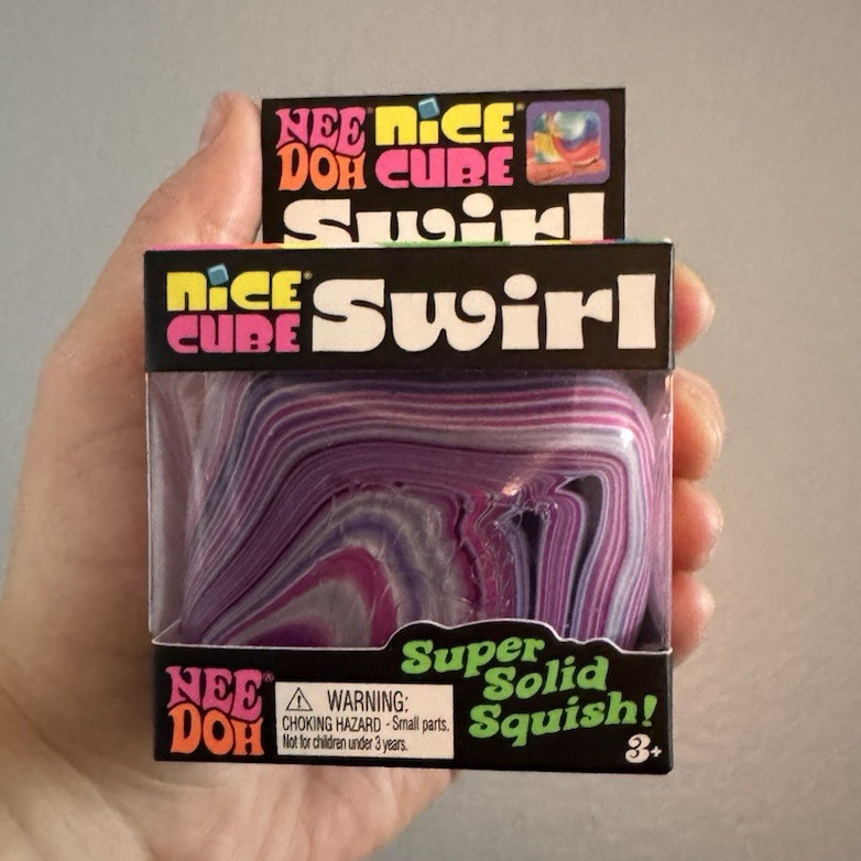 Nee Doh Nice Cube Swirl Super Solid Squish, Purple Pink White